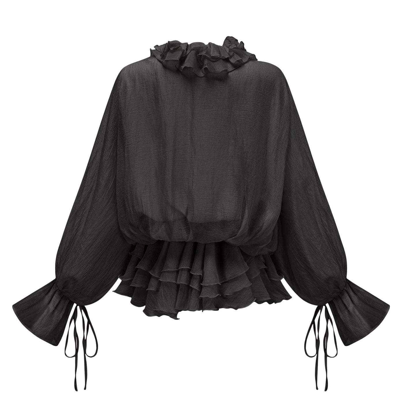 Zéphyrine floral-appliqué tiered mini dress in Black (US Only)