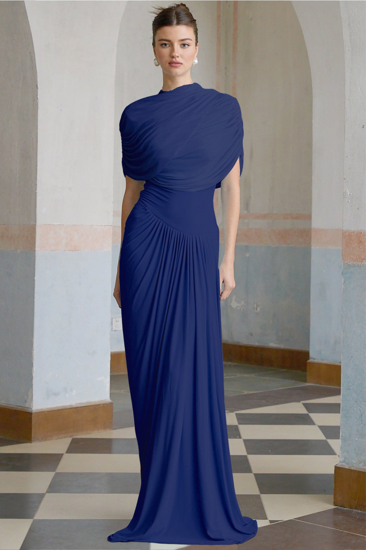 Vestale Asymmetrical Pleated Maxi Dress