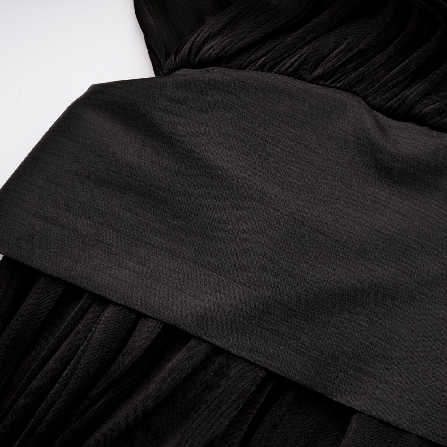 Mila pleated satin maxi dress in Black