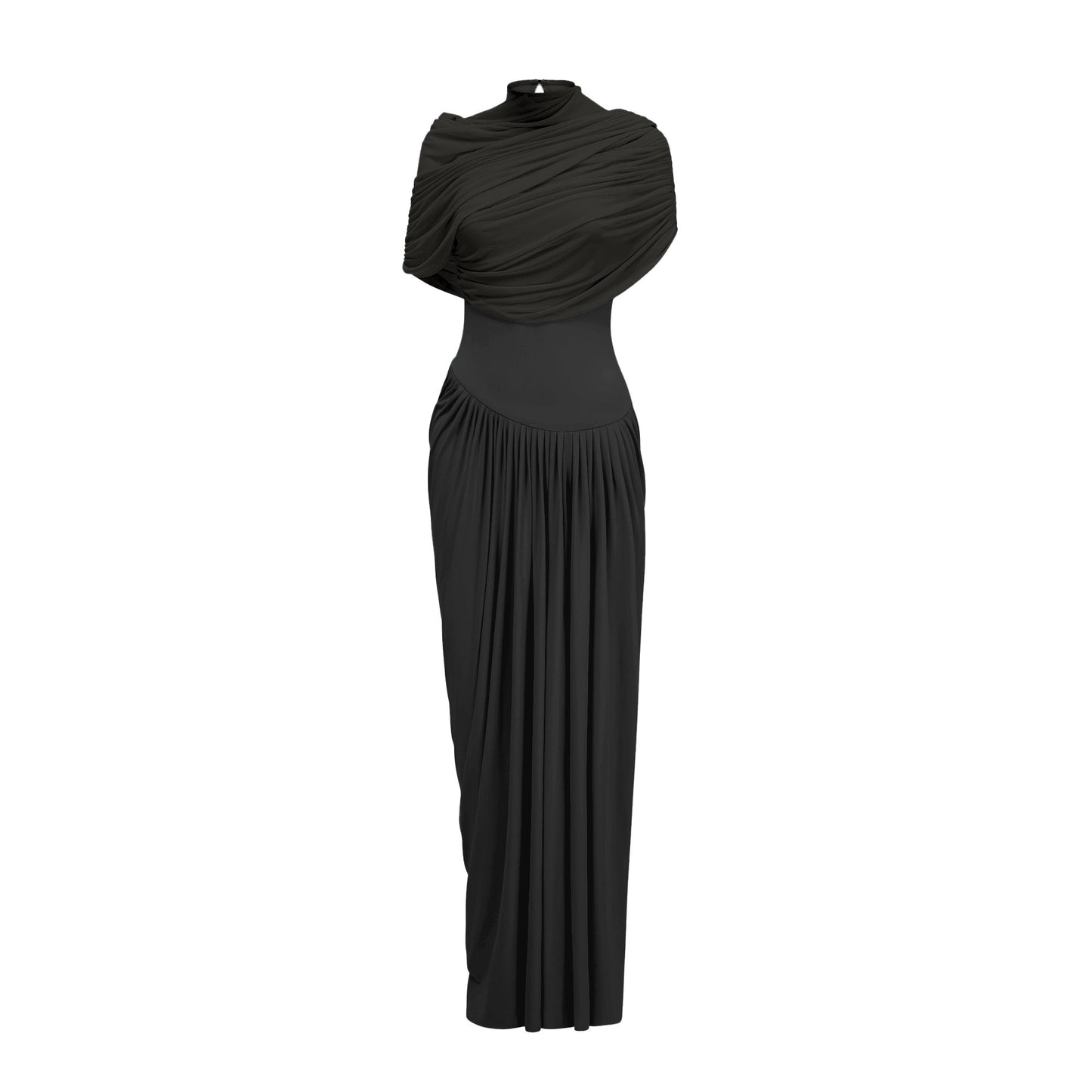 Vestale Asymmetrical Pleated Maxi Dress