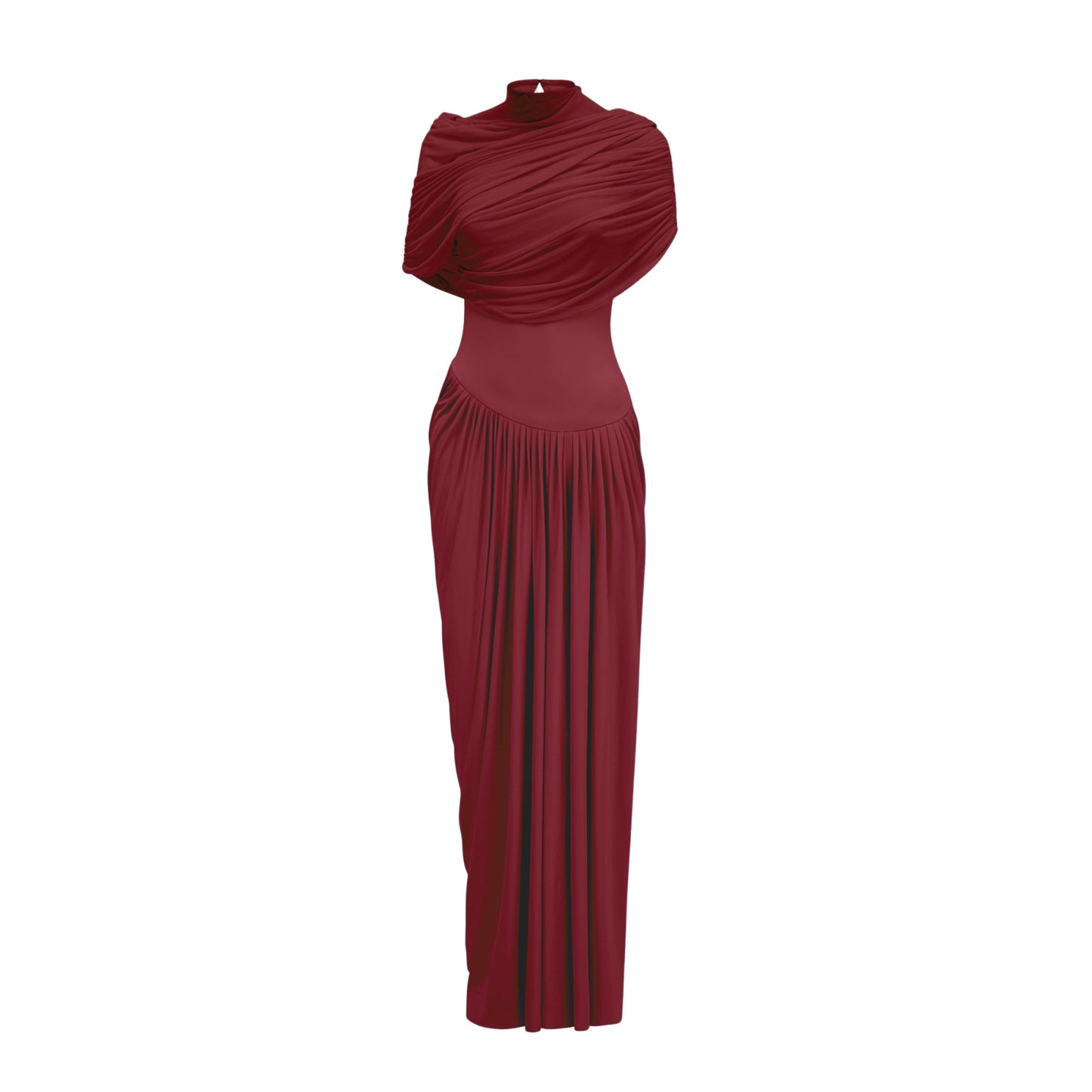 Vestale Asymmetrical Pleated Maxi Dress