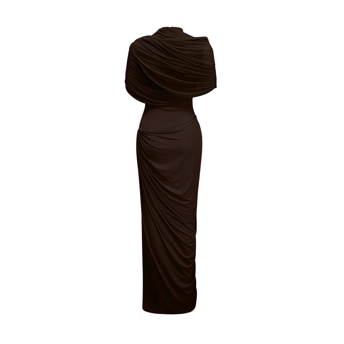 Vestale Asymmetrical Pleated Maxi Dress