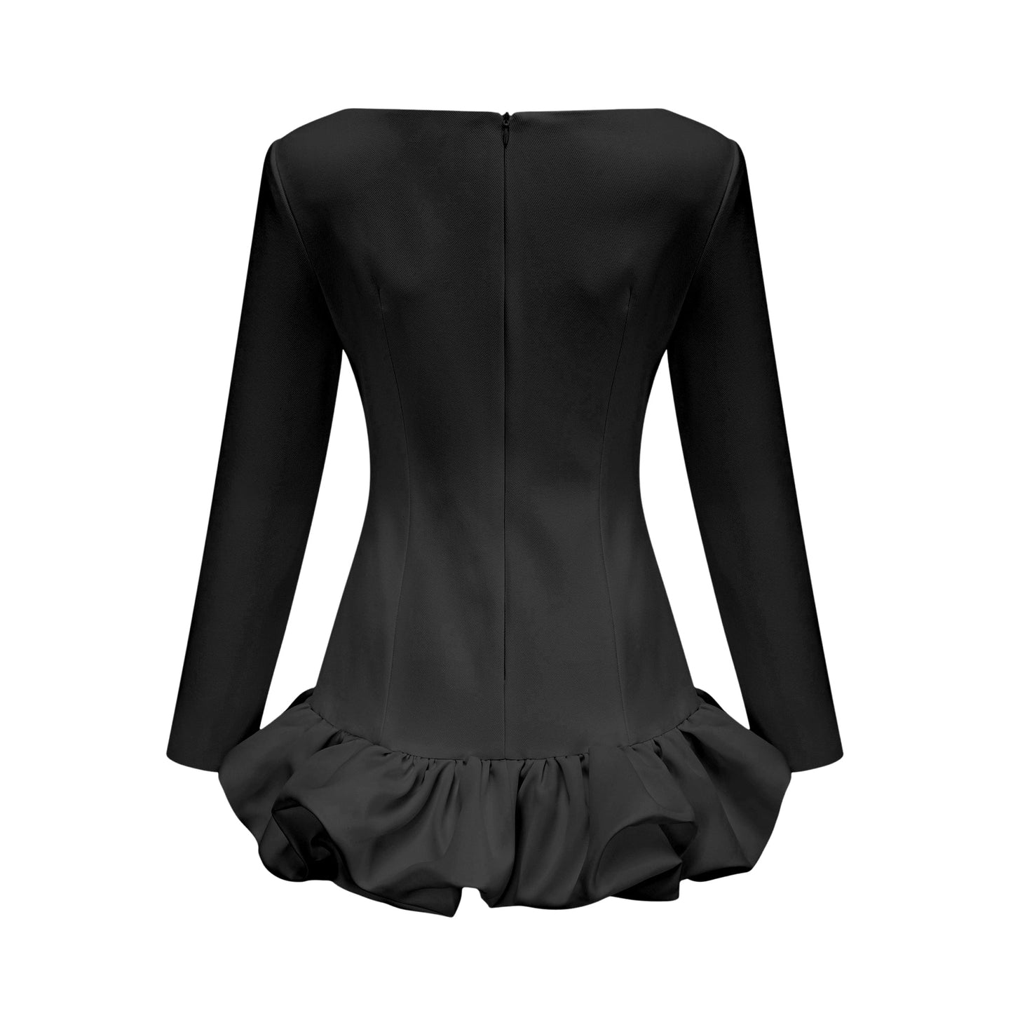 Elodie bubble-skirt mini dress in Black