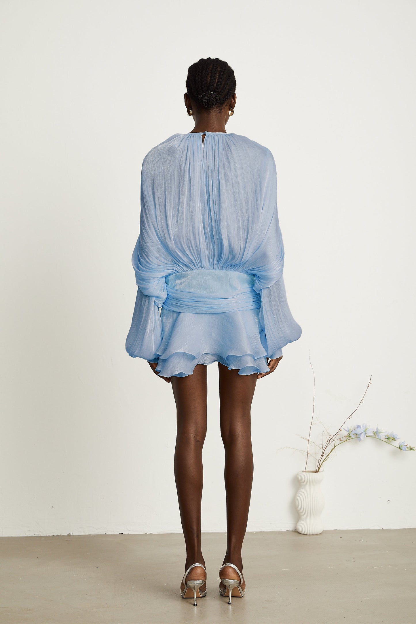 Eugénie Blue Fully Pleated Ruffled Mini Dress