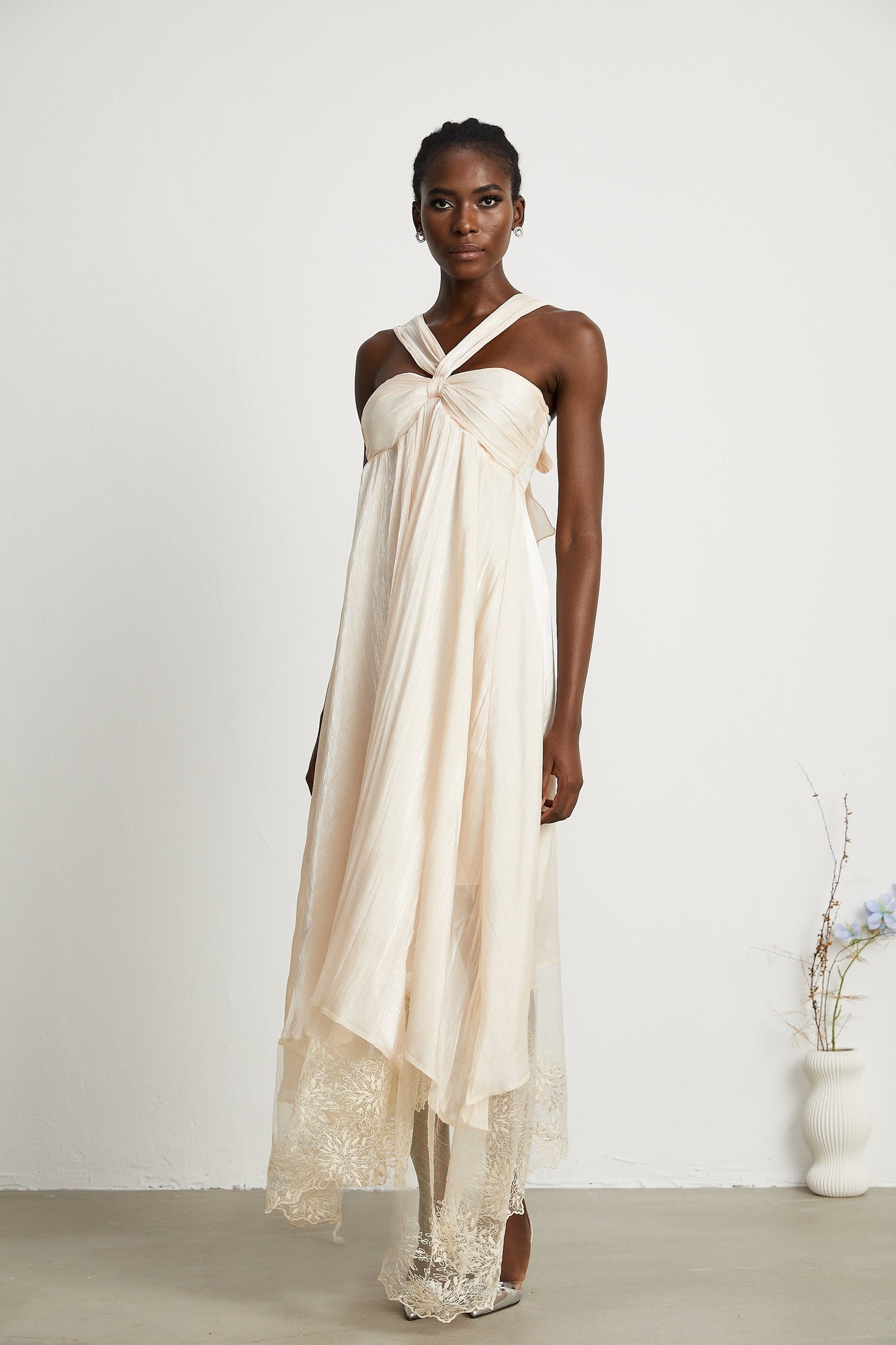 Bérénice lace-hem midi dress