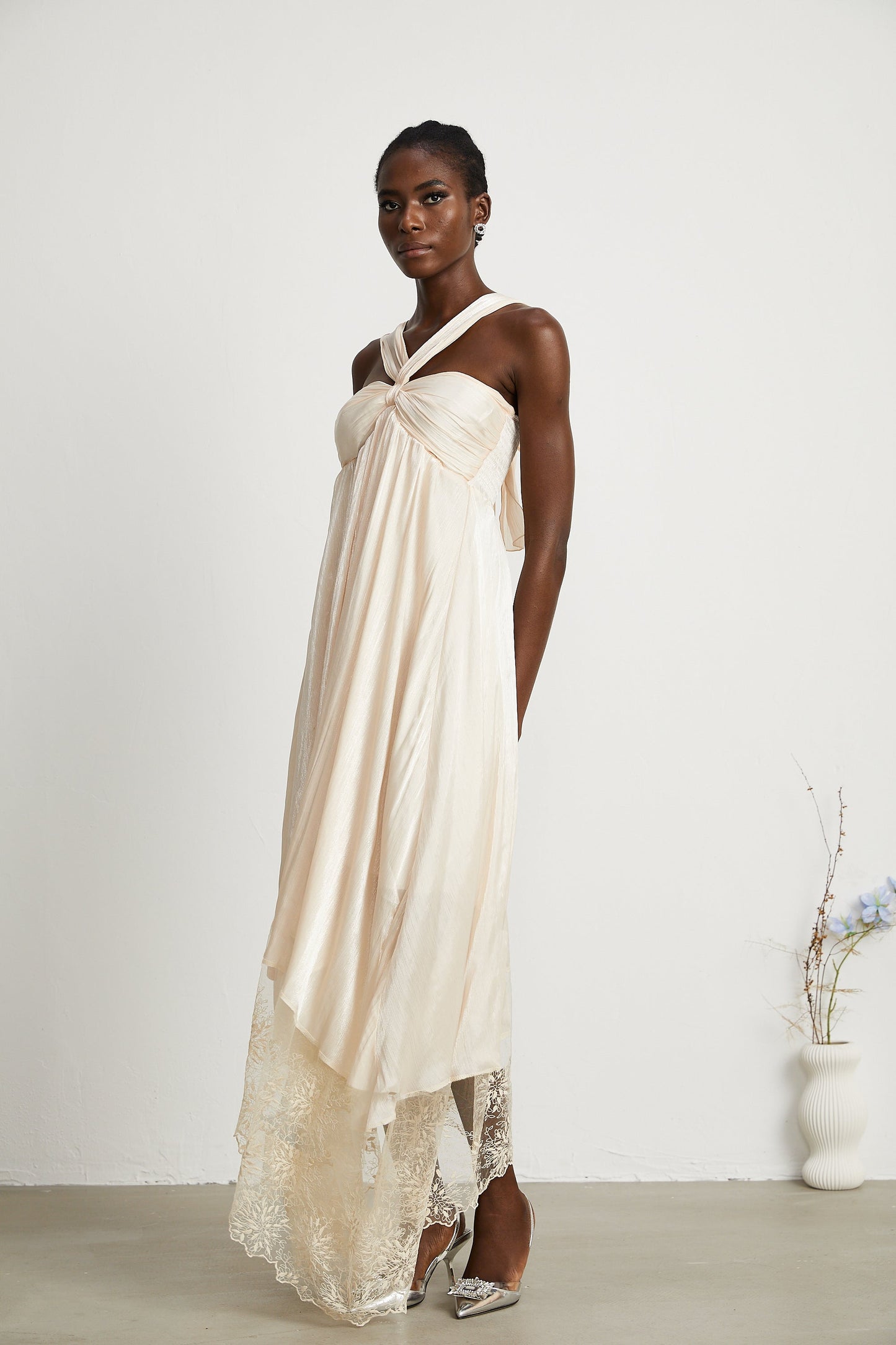 Bérénice lace-hem midi dress