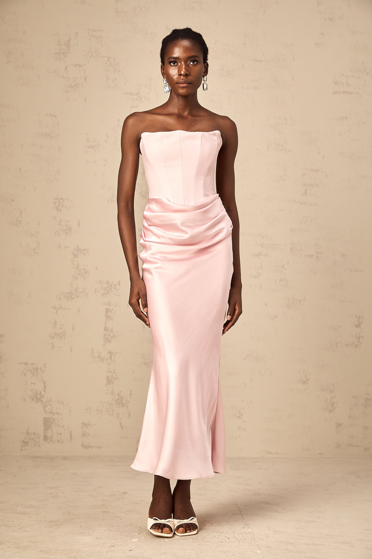 Aurore Pink Off-Shoulder Maxi Dress