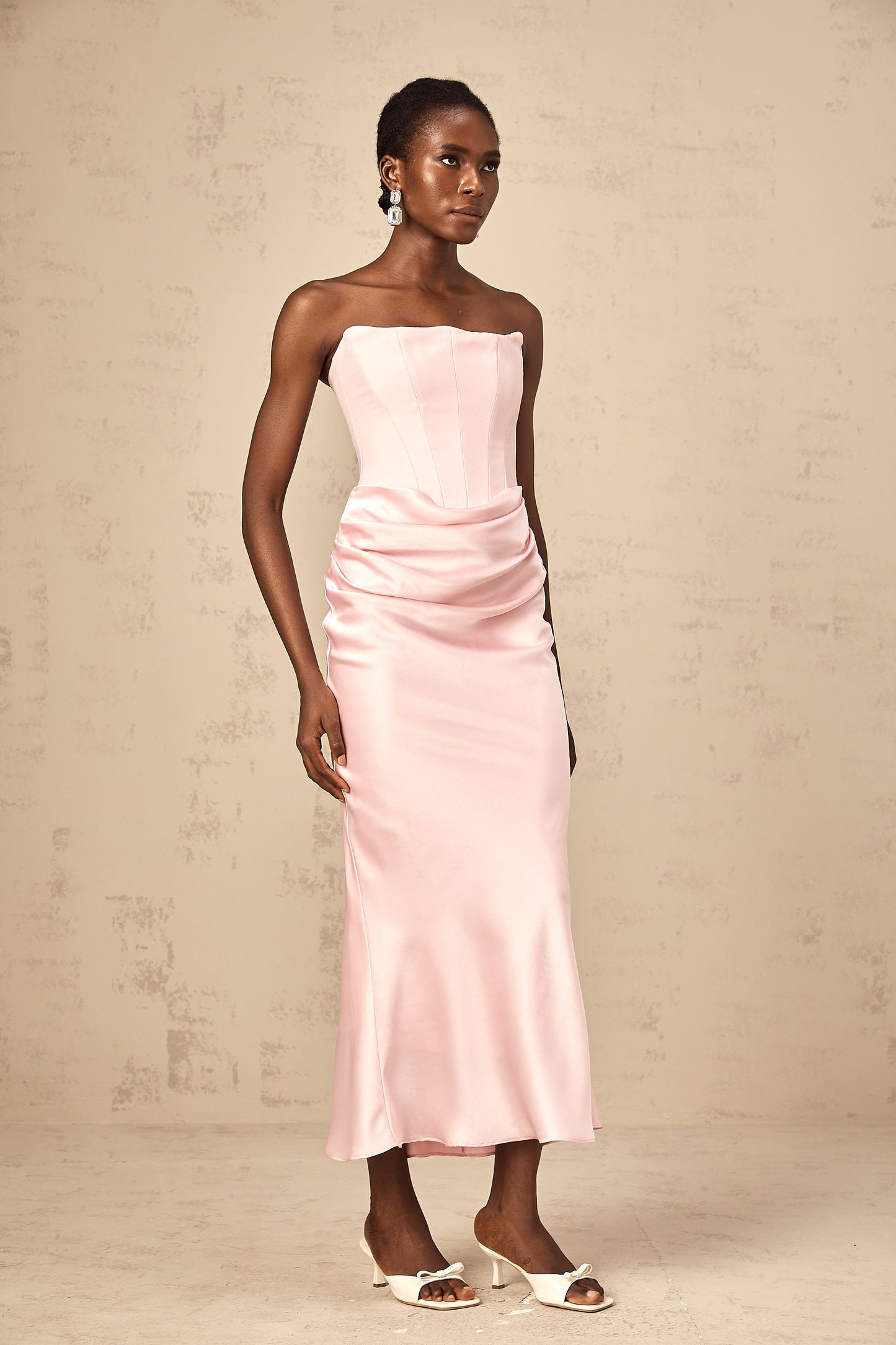 Aurore Pink Off-Shoulder Maxi Dress