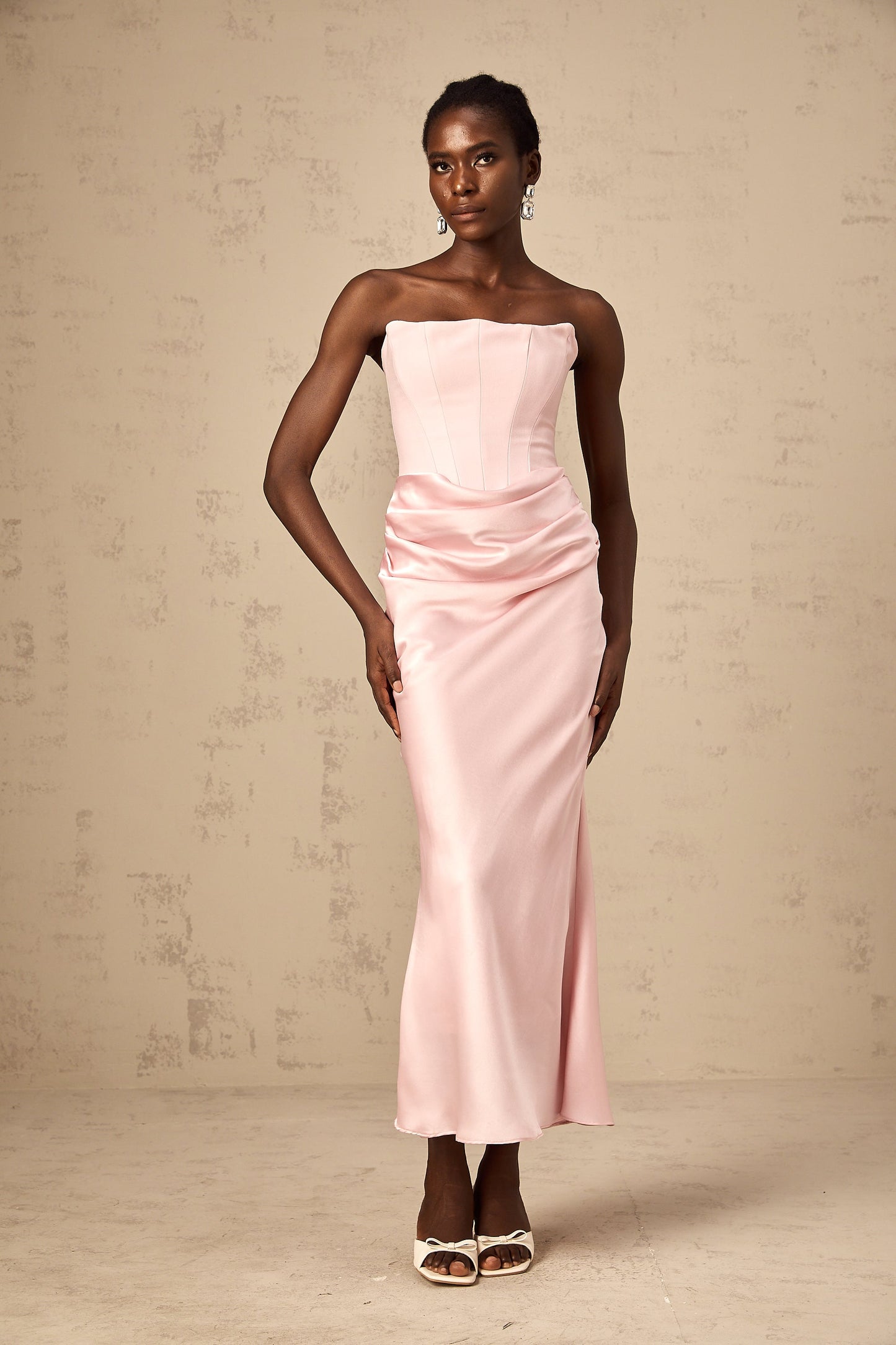 Aurore Pink Off-Shoulder Maxi Dress