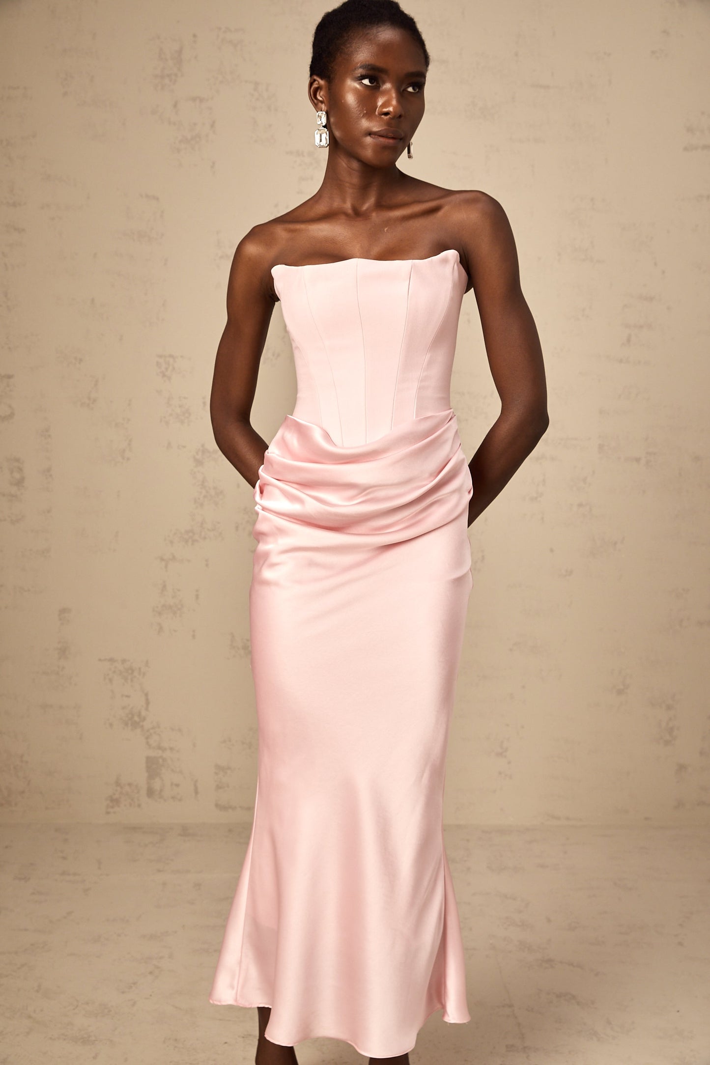 Aurore Pink Off-Shoulder Maxi Dress