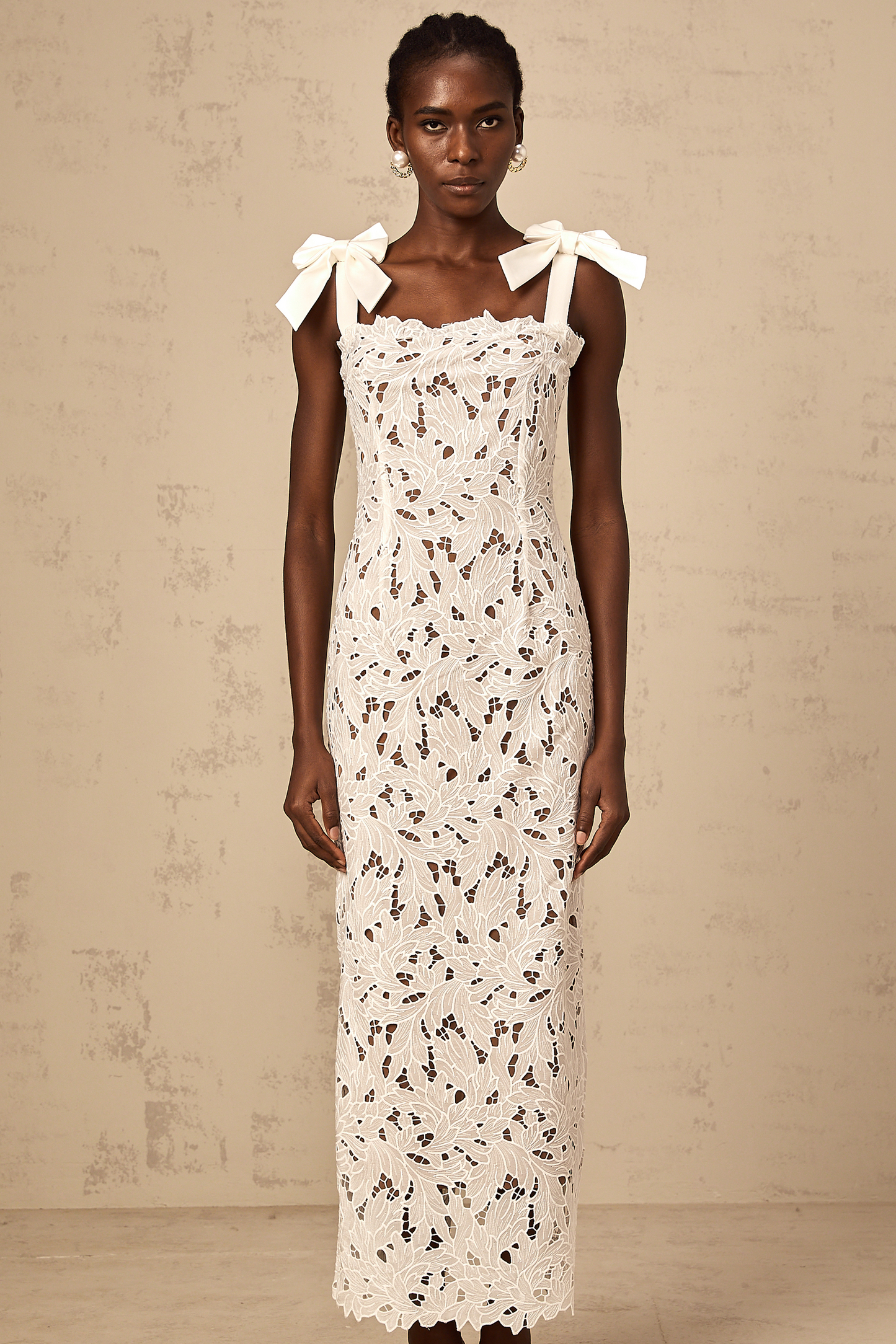 Eloise floral embroidered maxi dress in White