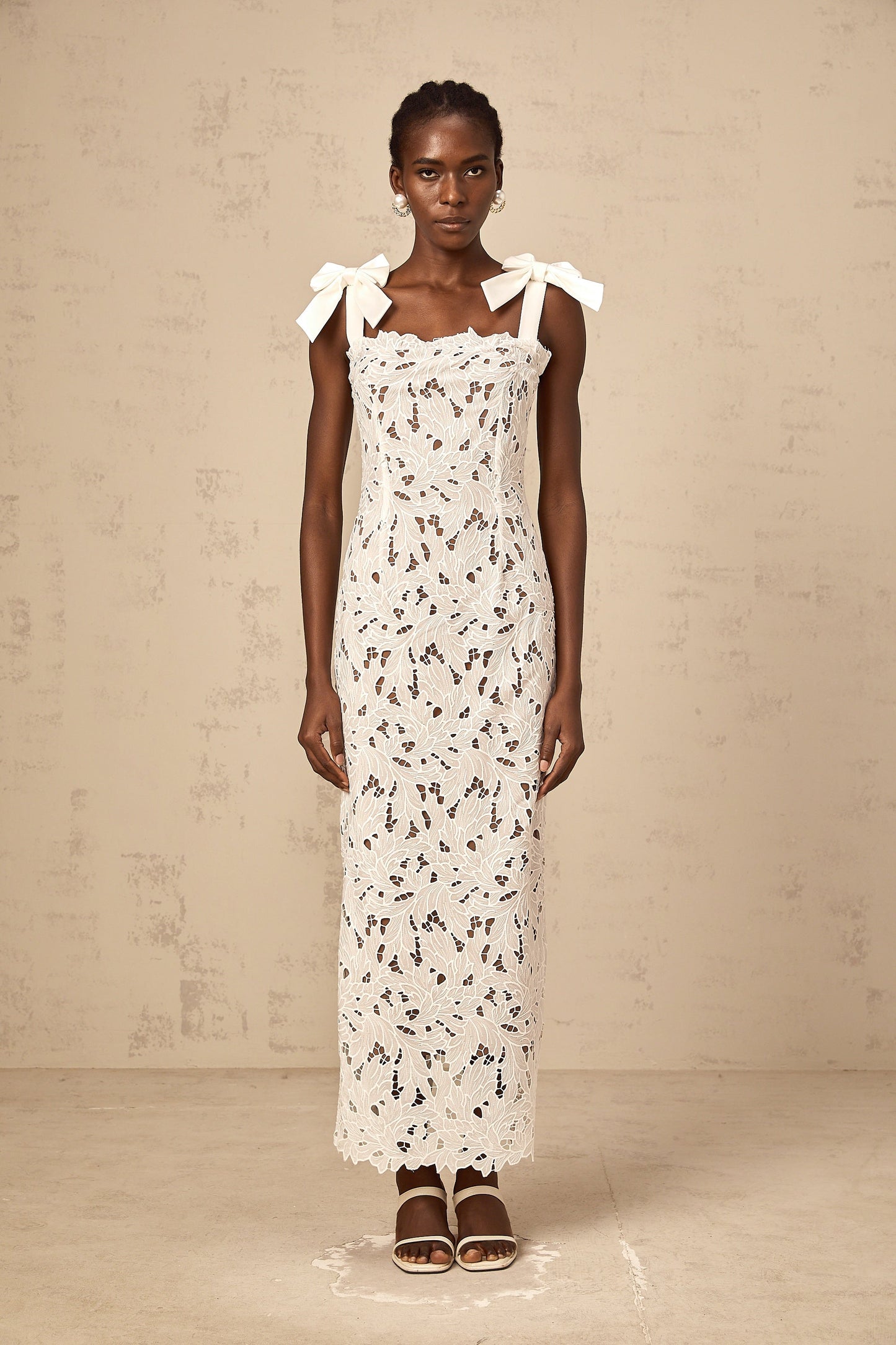 Eloise floral embroidered maxi dress in White