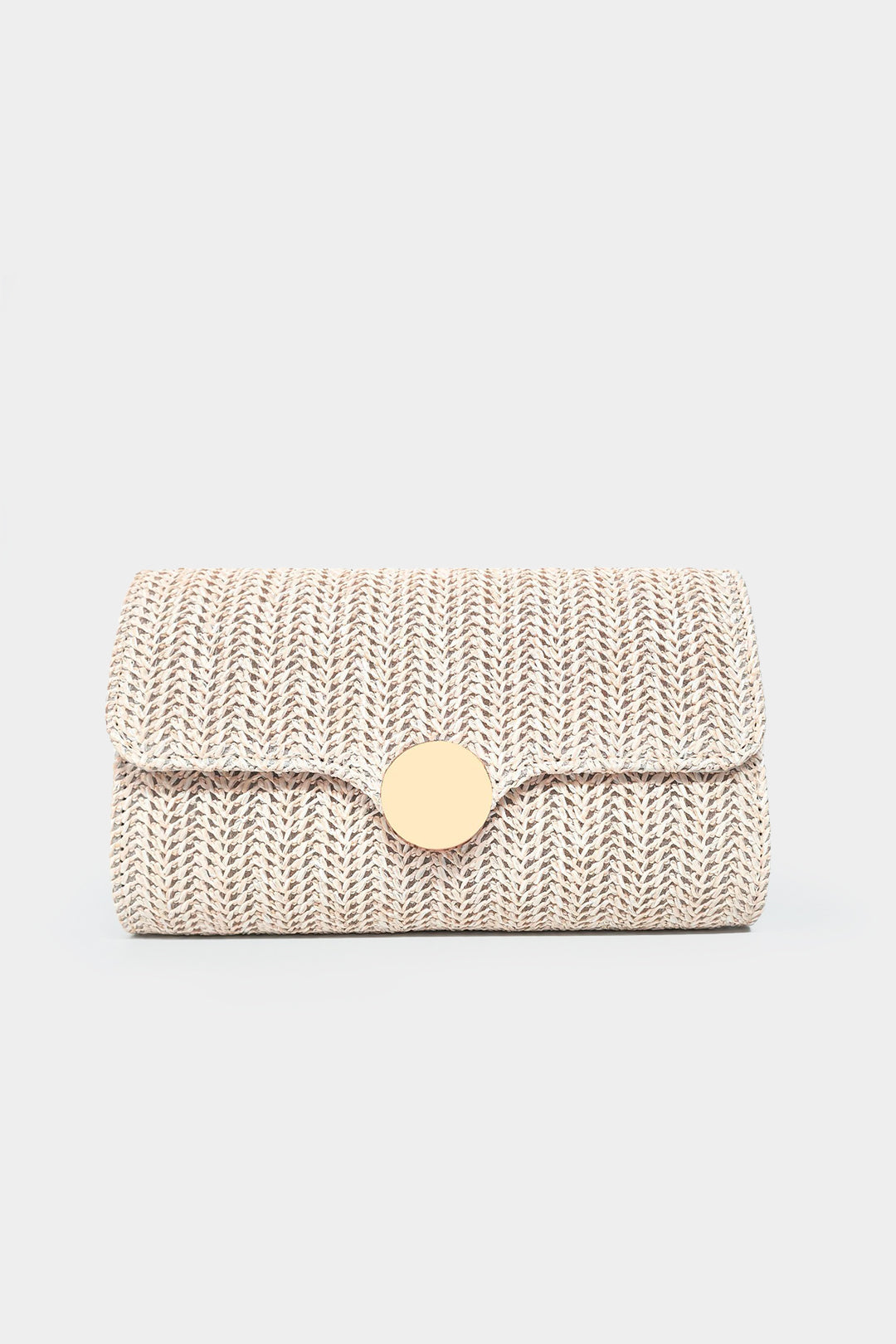 Metallic Decor Woven Clutch Bag