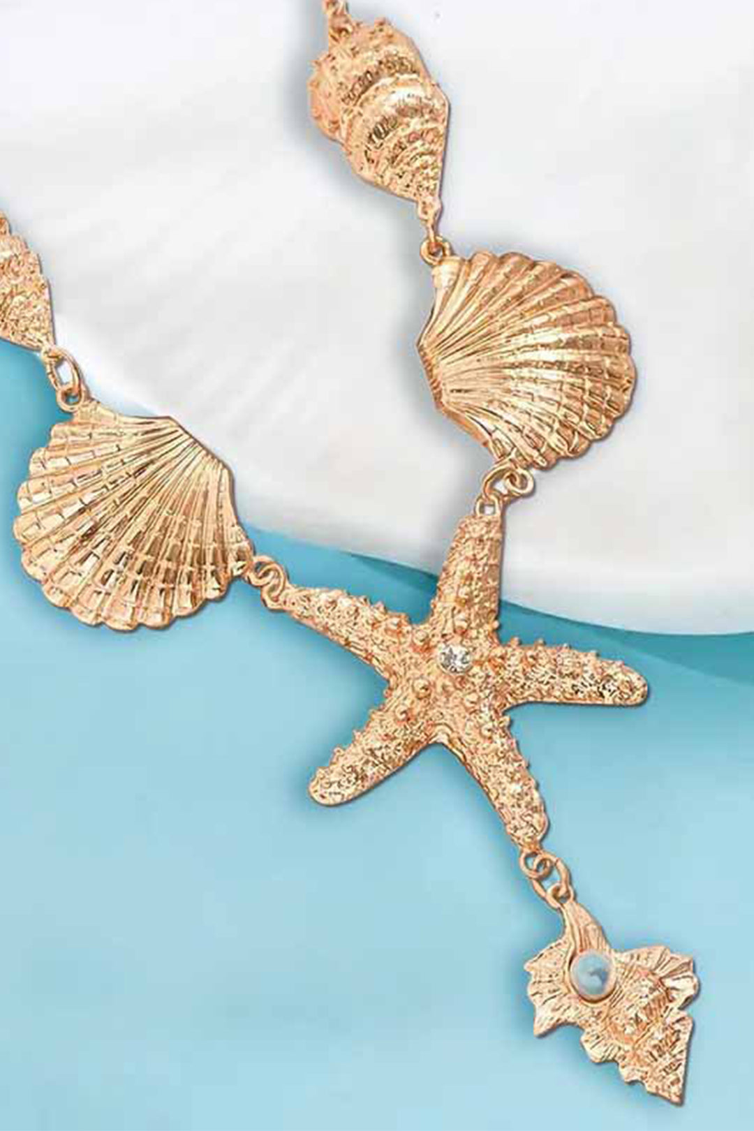Alloy Bead Shell Starfish Necklace