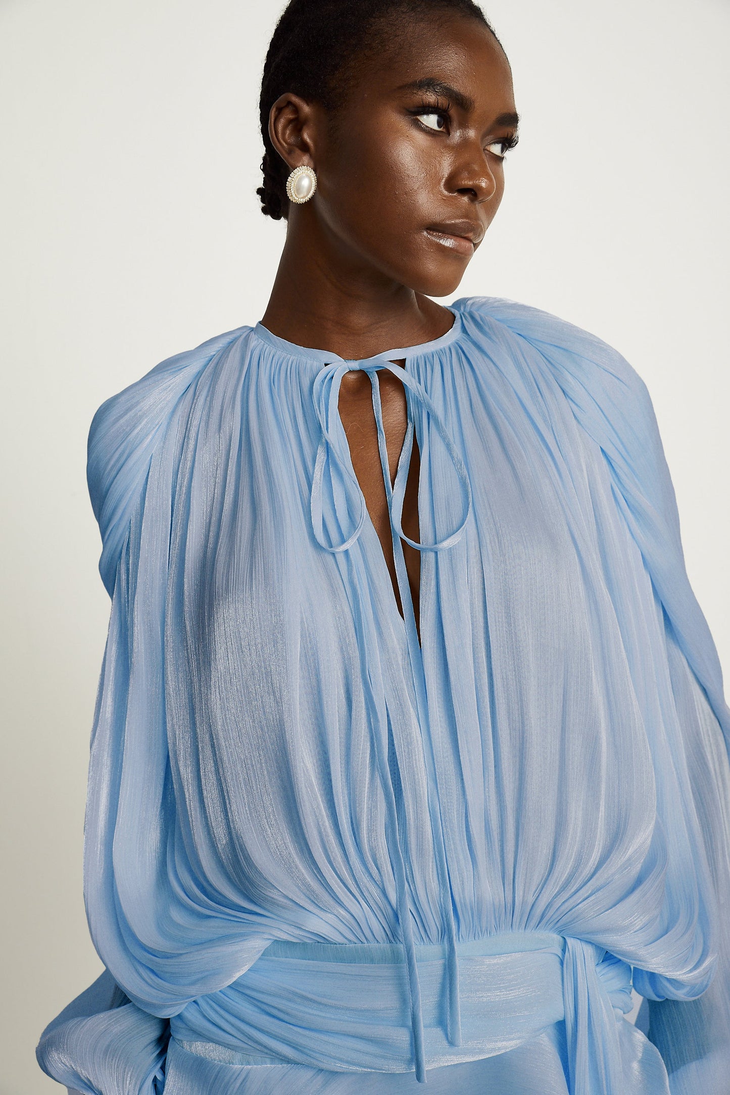 Eugénie Blue Fully Pleated Ruffled Mini Dress