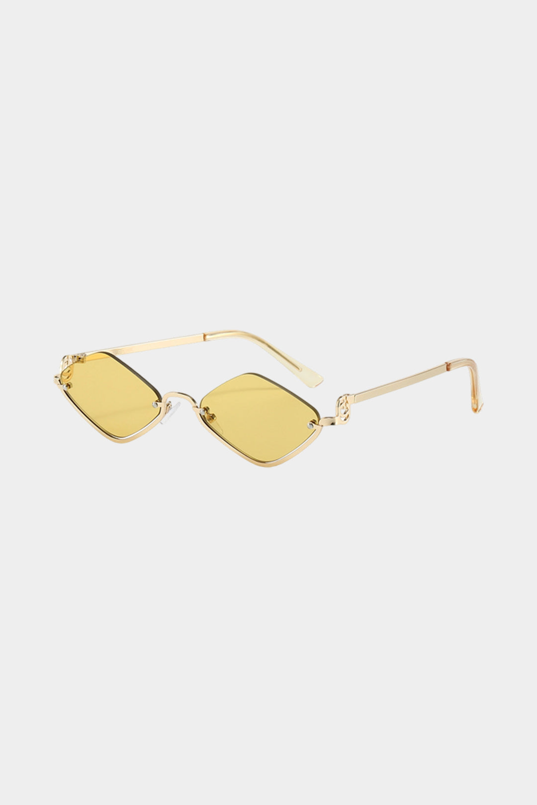 Metal Diamond-Shaped Half-Frame Sunglasses
