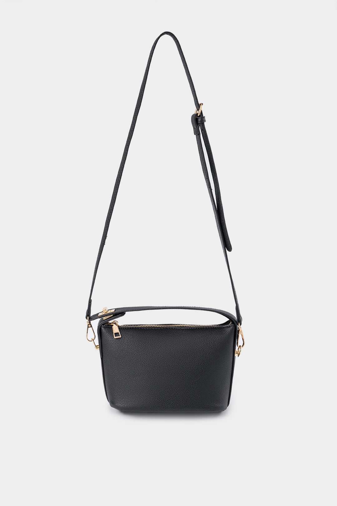 Metallic Decor Faux Leather Clutch Bag With Belt