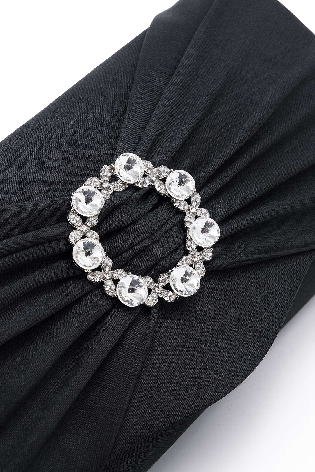 Rhinestone Ruched Clutch Bag With Chain