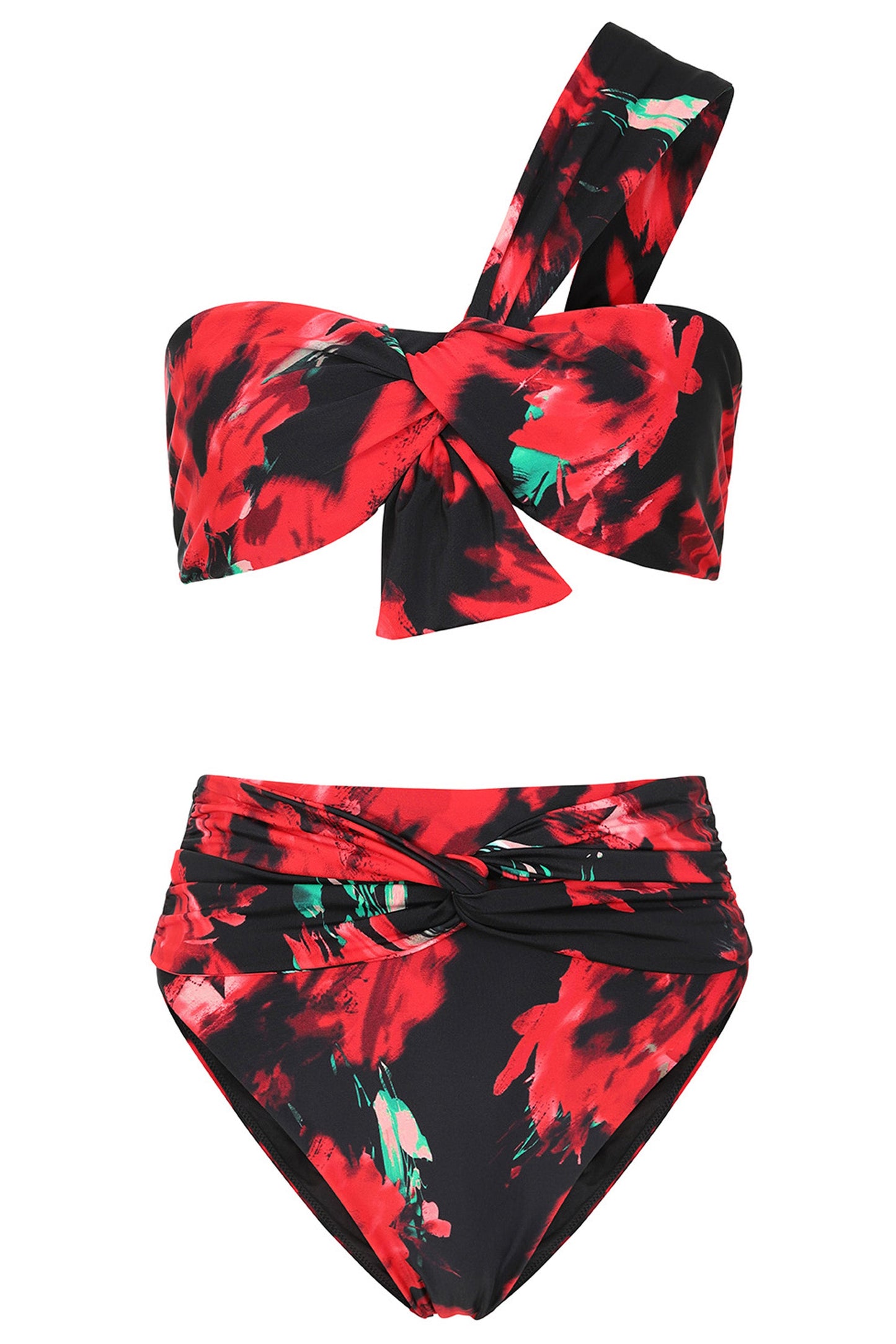 Bowline | Top de bikini anudado de un solo hombro con estampado múltiple