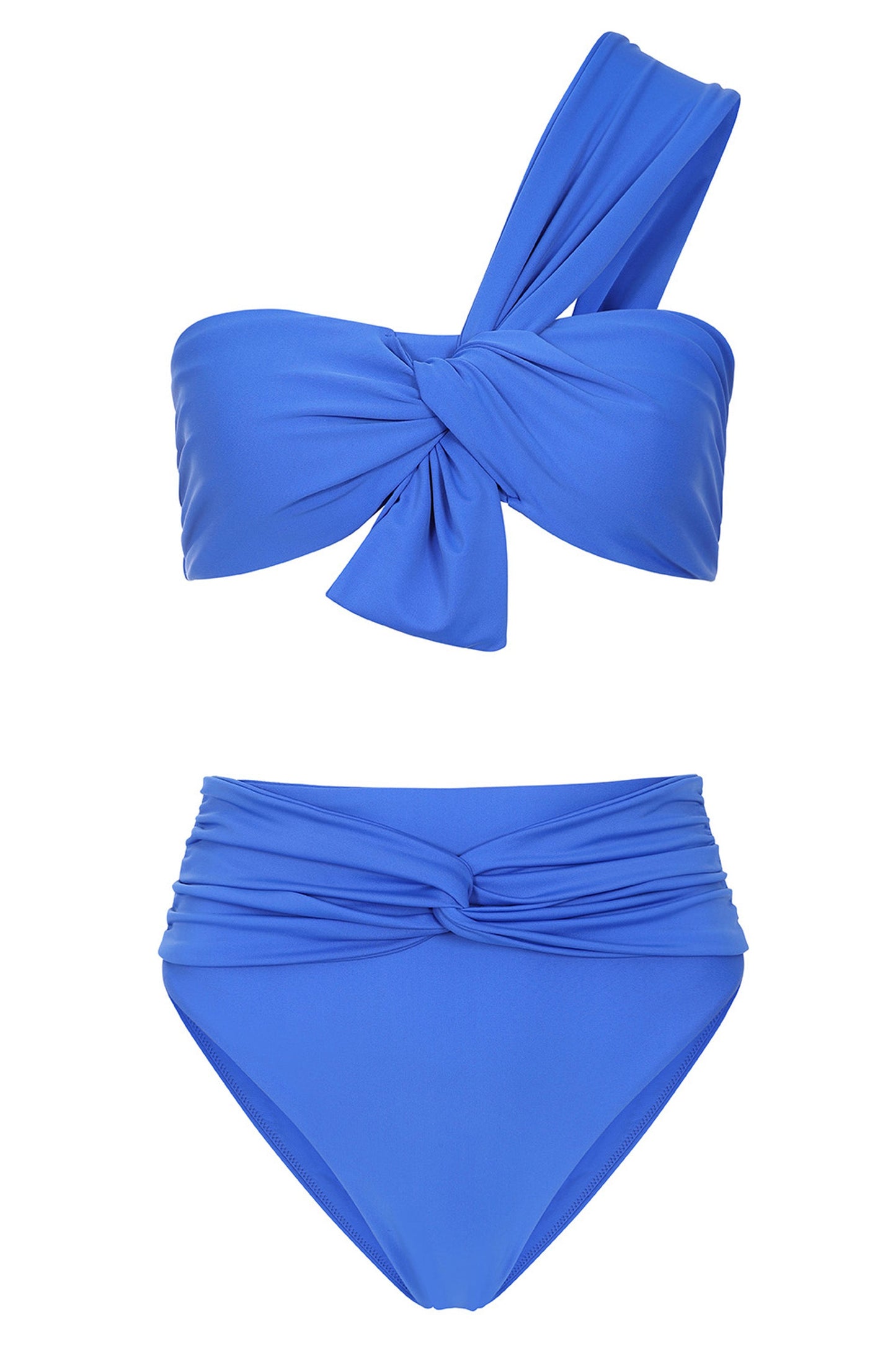 Bowline | Top de bikini azul anudado de un solo hombro