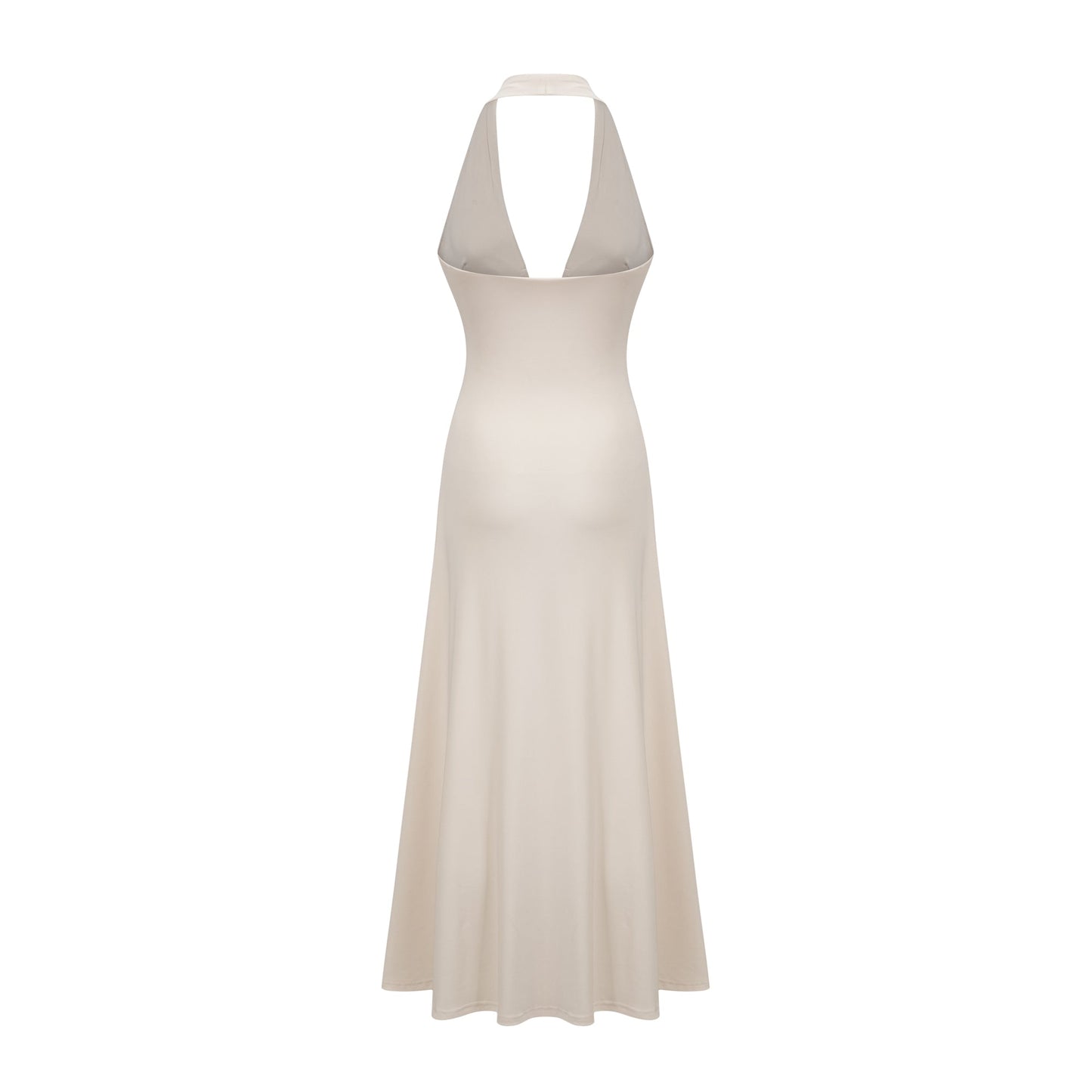 Géraldine white deep V-neck draped maxi dress