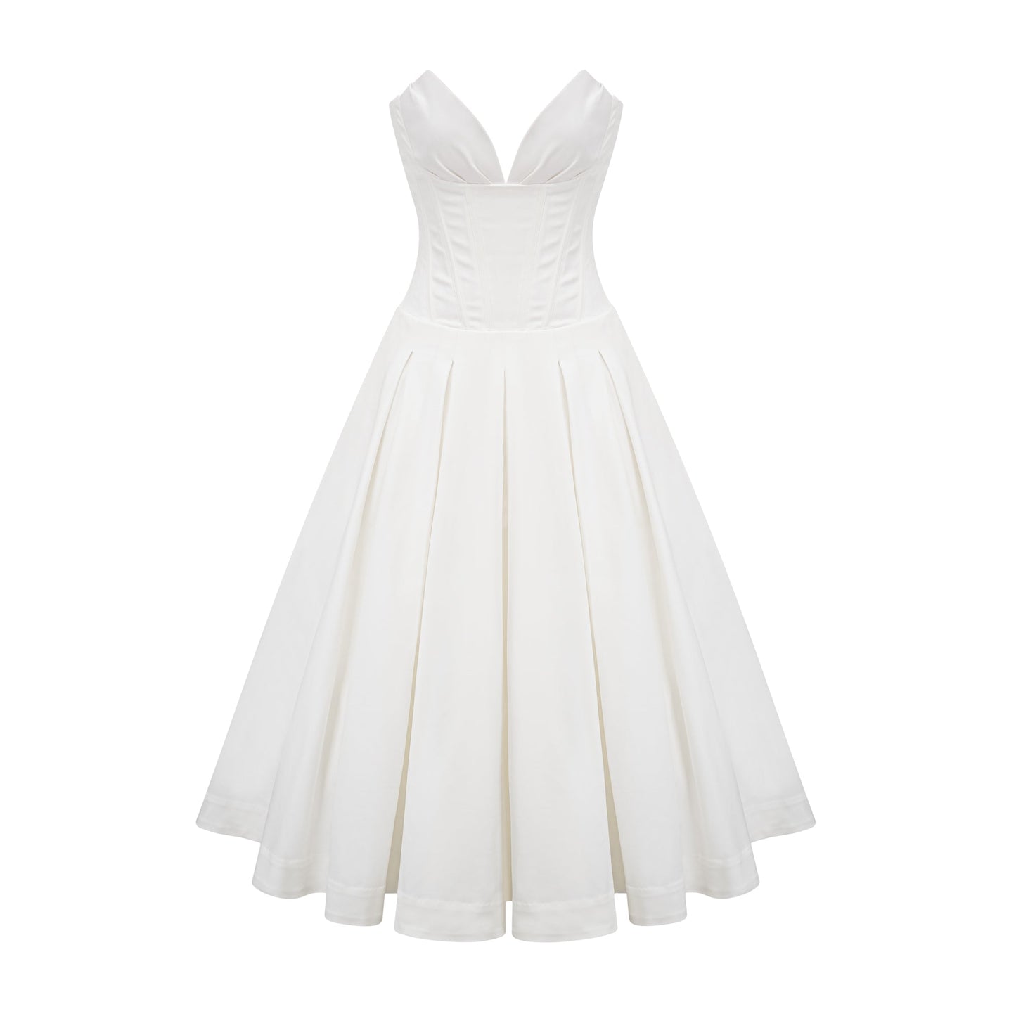 Katherine White Off-Shoulder Corset Midi Dress