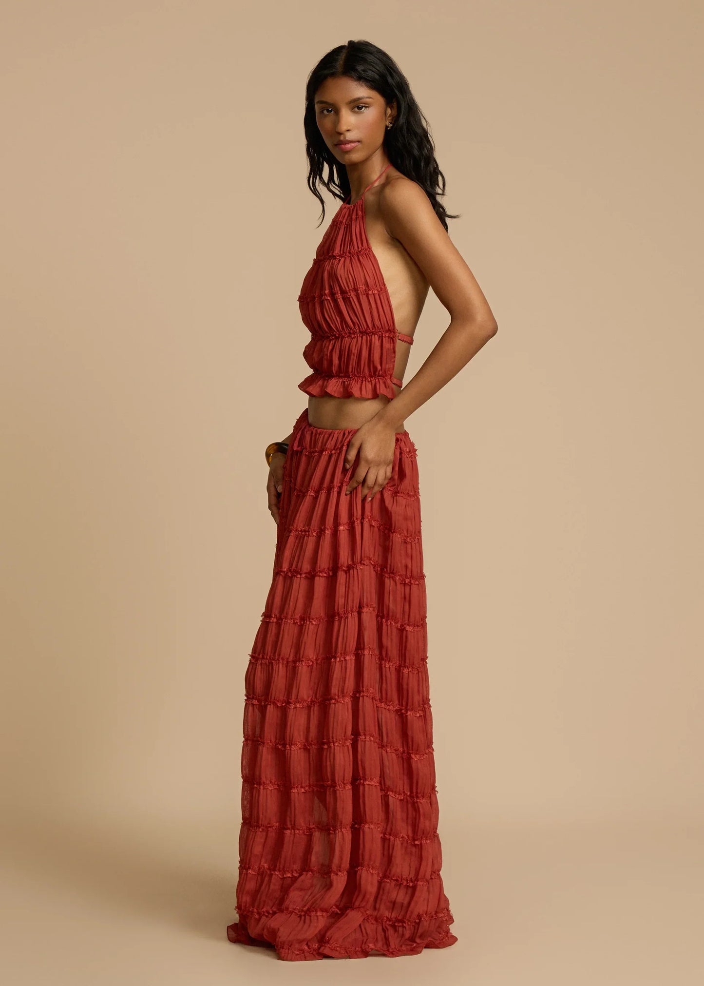 Maria Pleated Set – Cherry