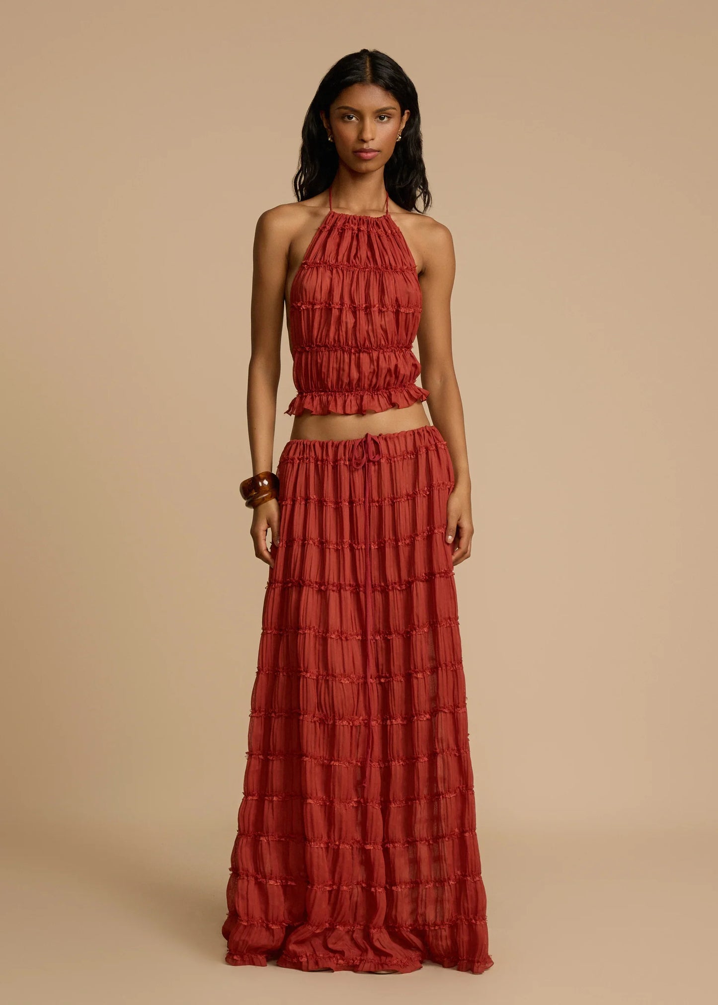 Maria Pleated Set – Cherry