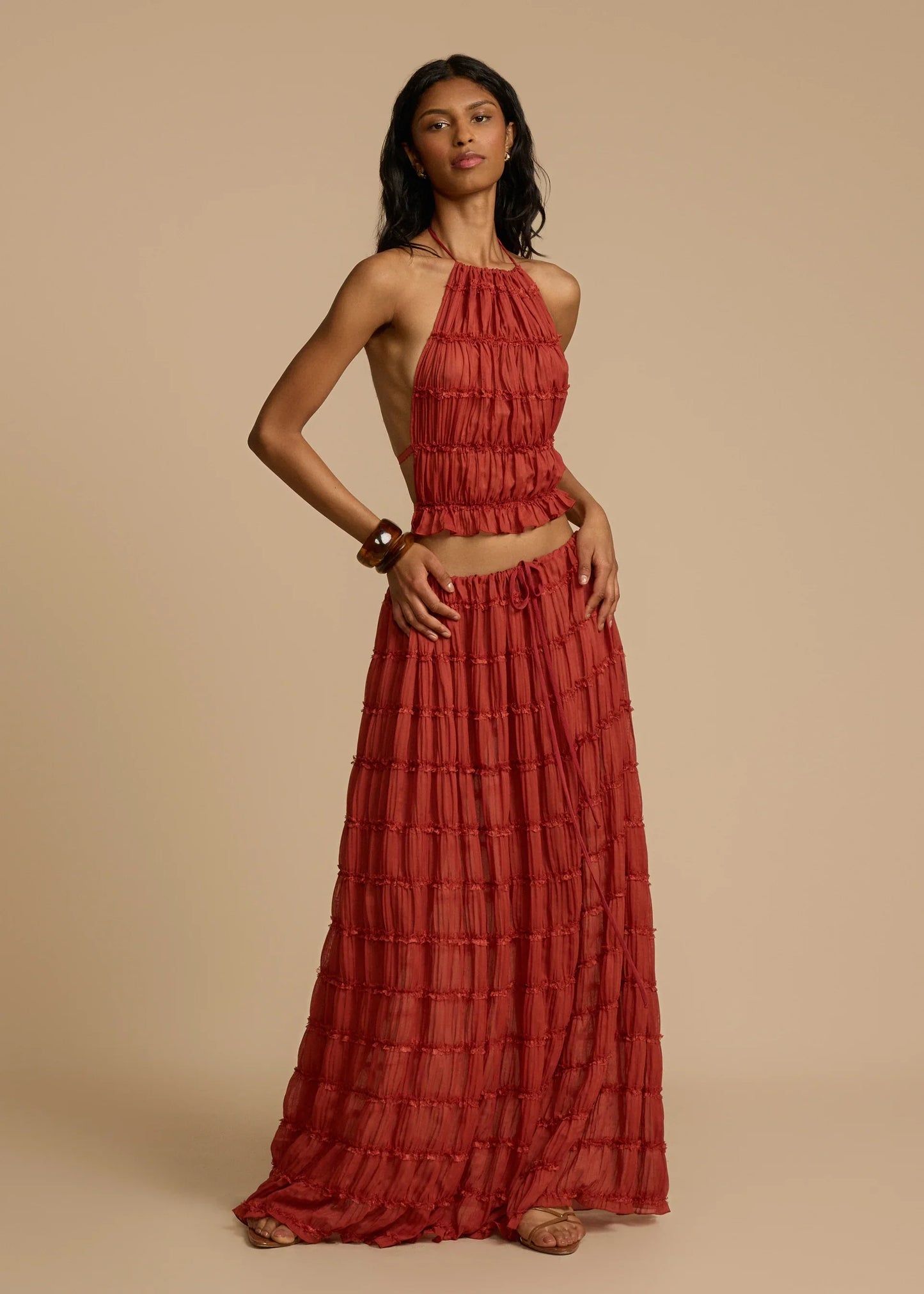 Maria Pleated Set – Cherry