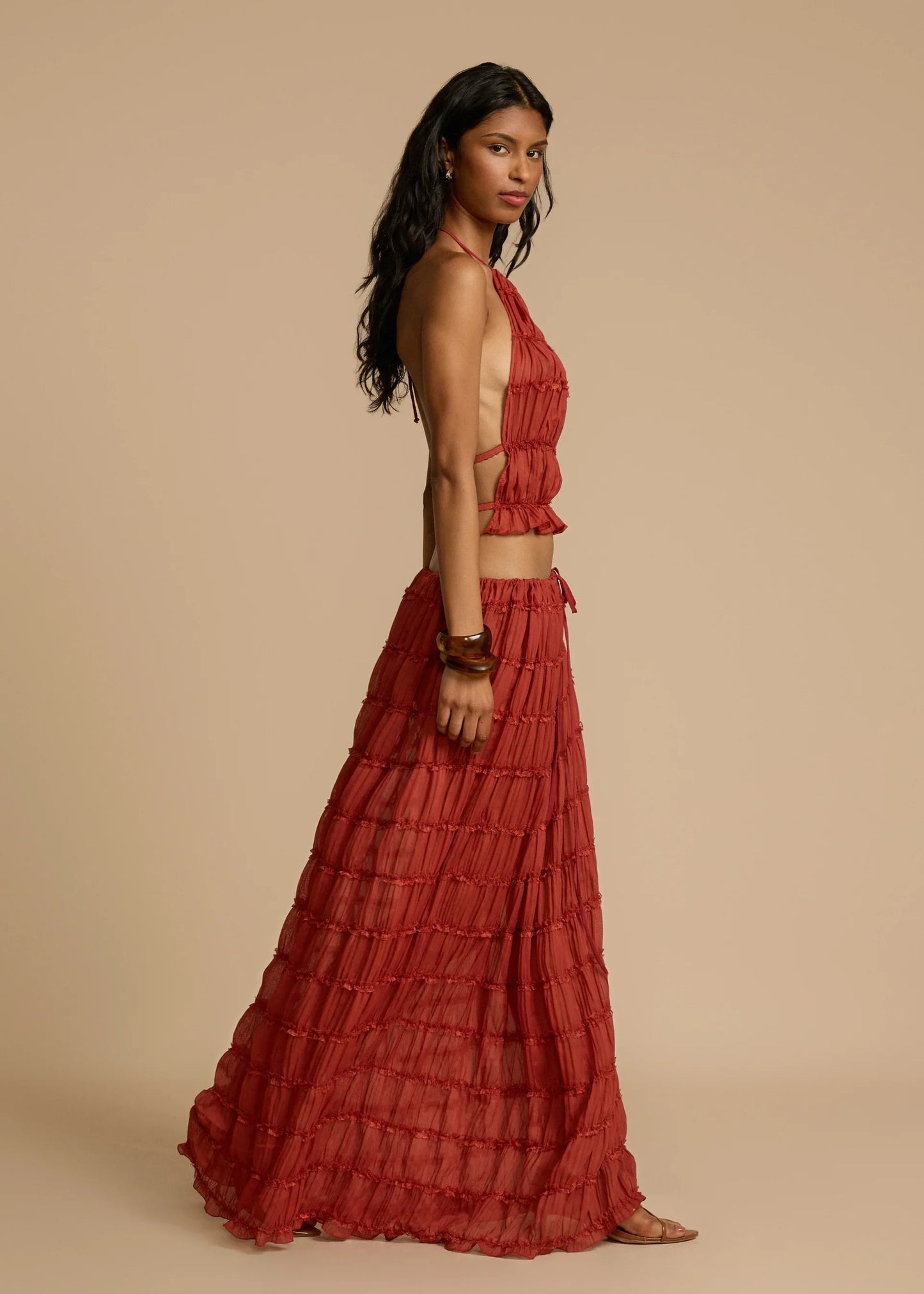 Maria Pleated Set – Cherry