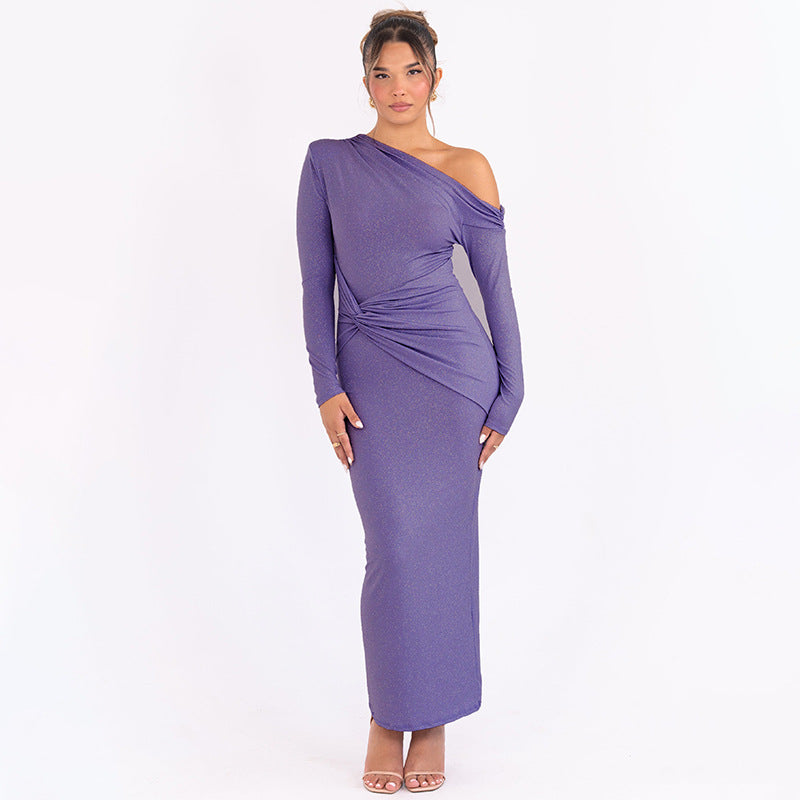 Brittany Robe Mi-Longue - Violet Pailleté
