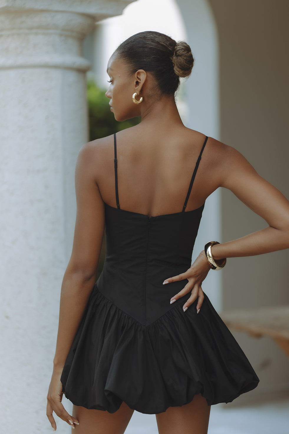 LISSETT POPLIN MINI DRESS - BLACK
