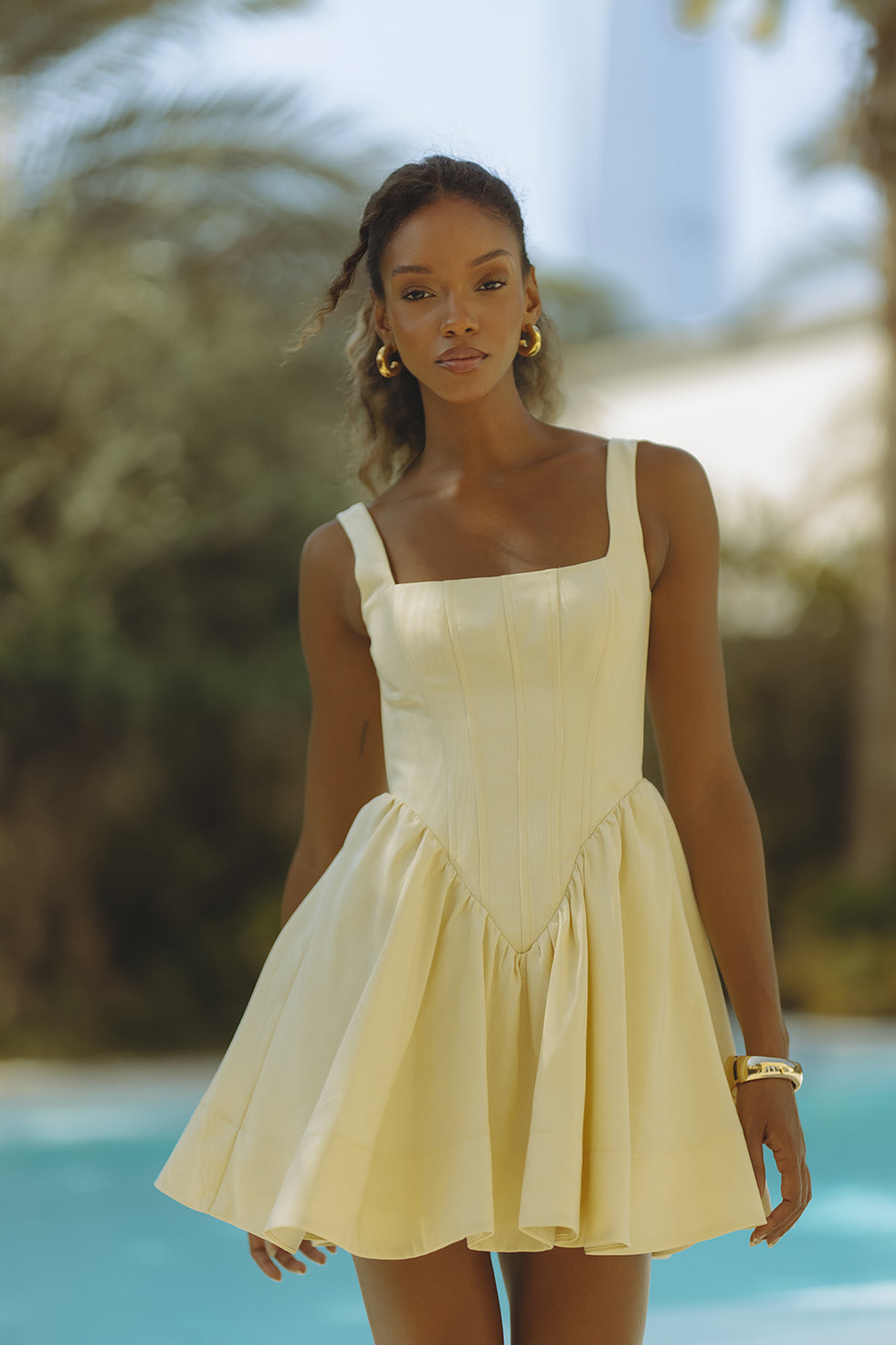 LARSON CORSET MINI DRESS - CANARY YELLOW