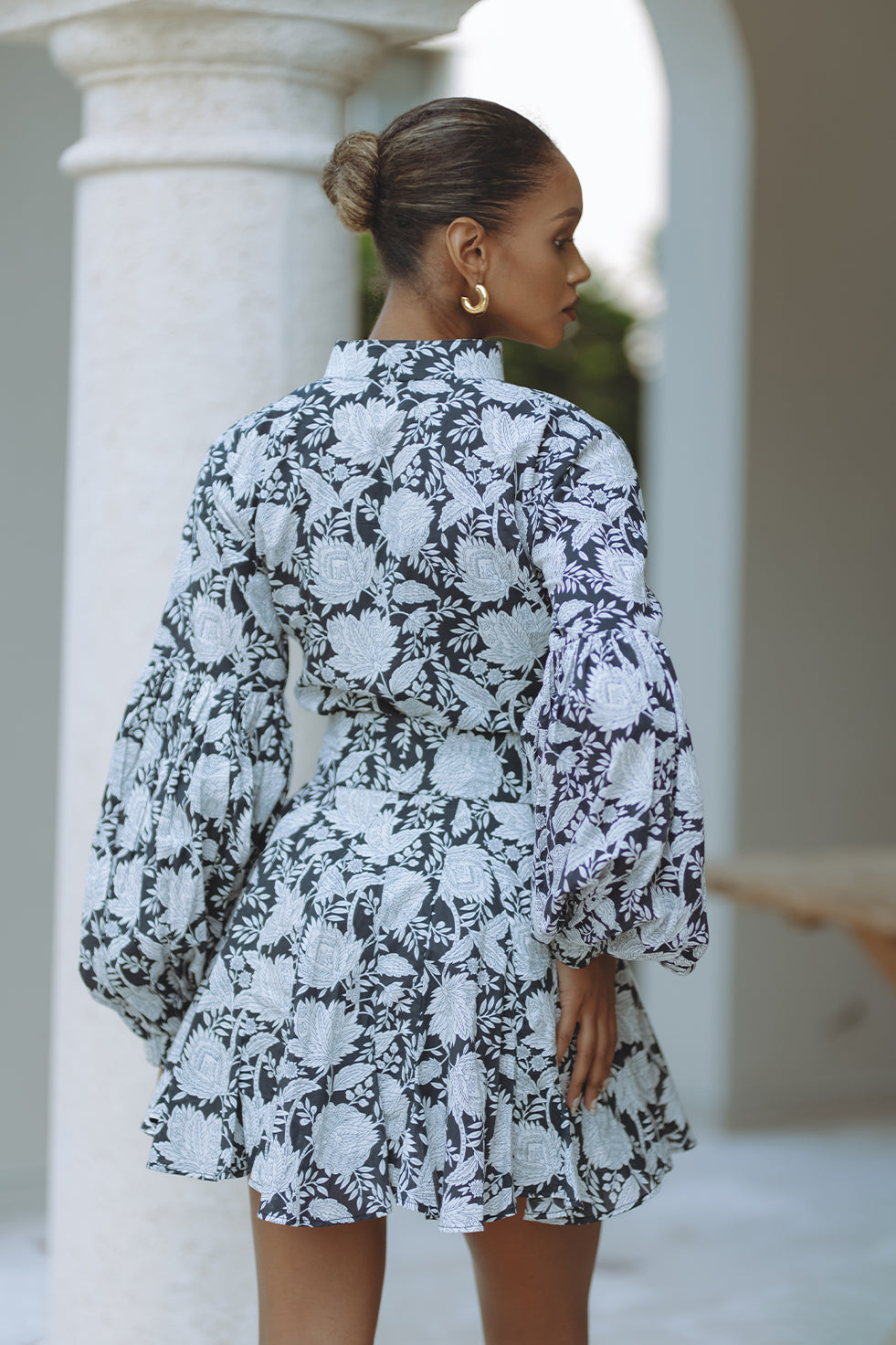 TESSA COTTON MINI DRESS - BOTANIC ETCH