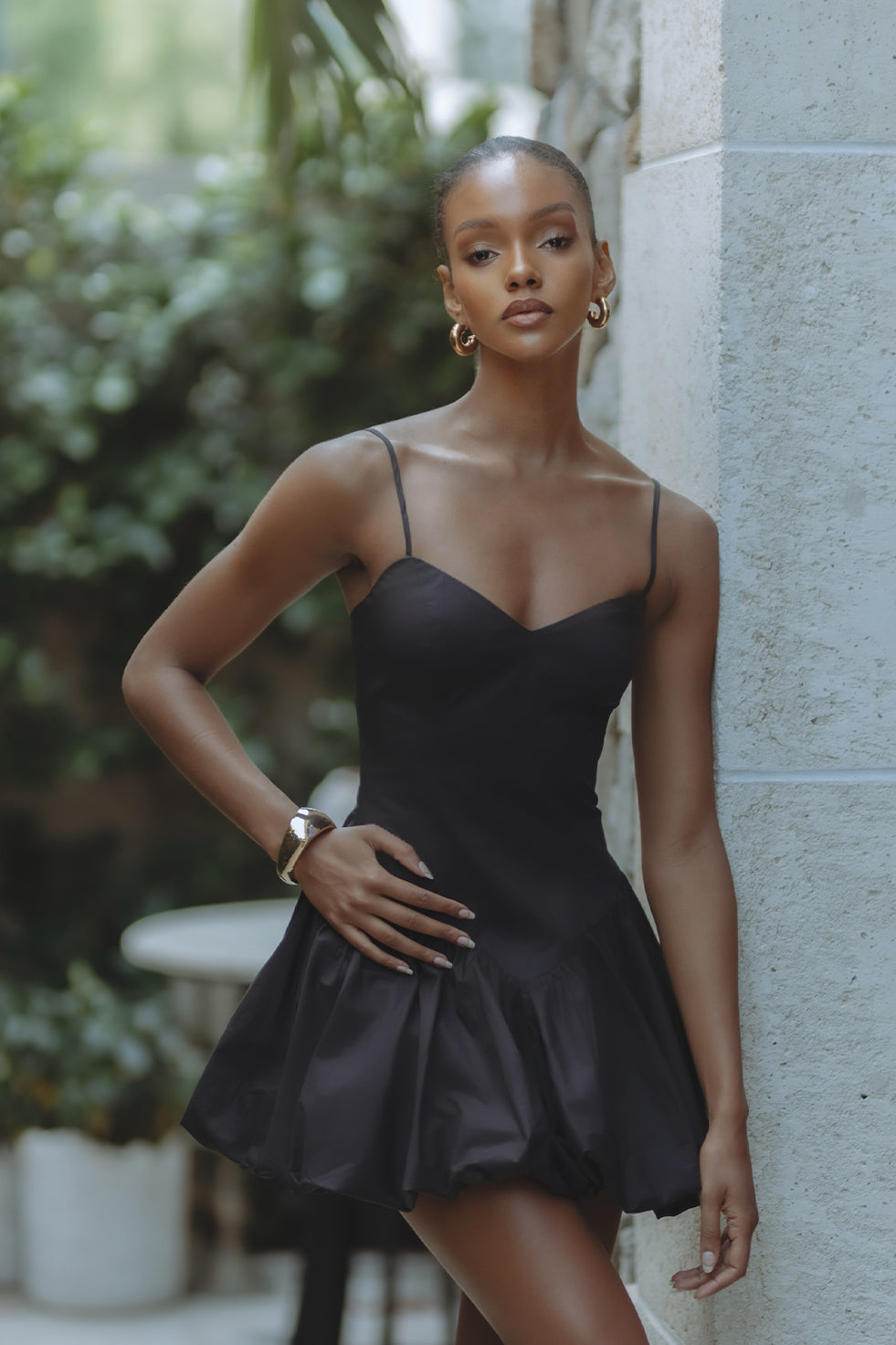 LISSETT POPLIN MINI DRESS - BLACK