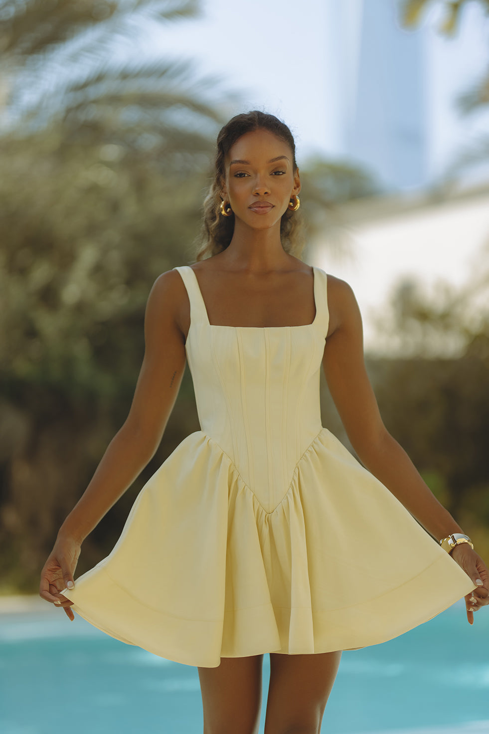 LARSON CORSET MINI DRESS - CANARY YELLOW