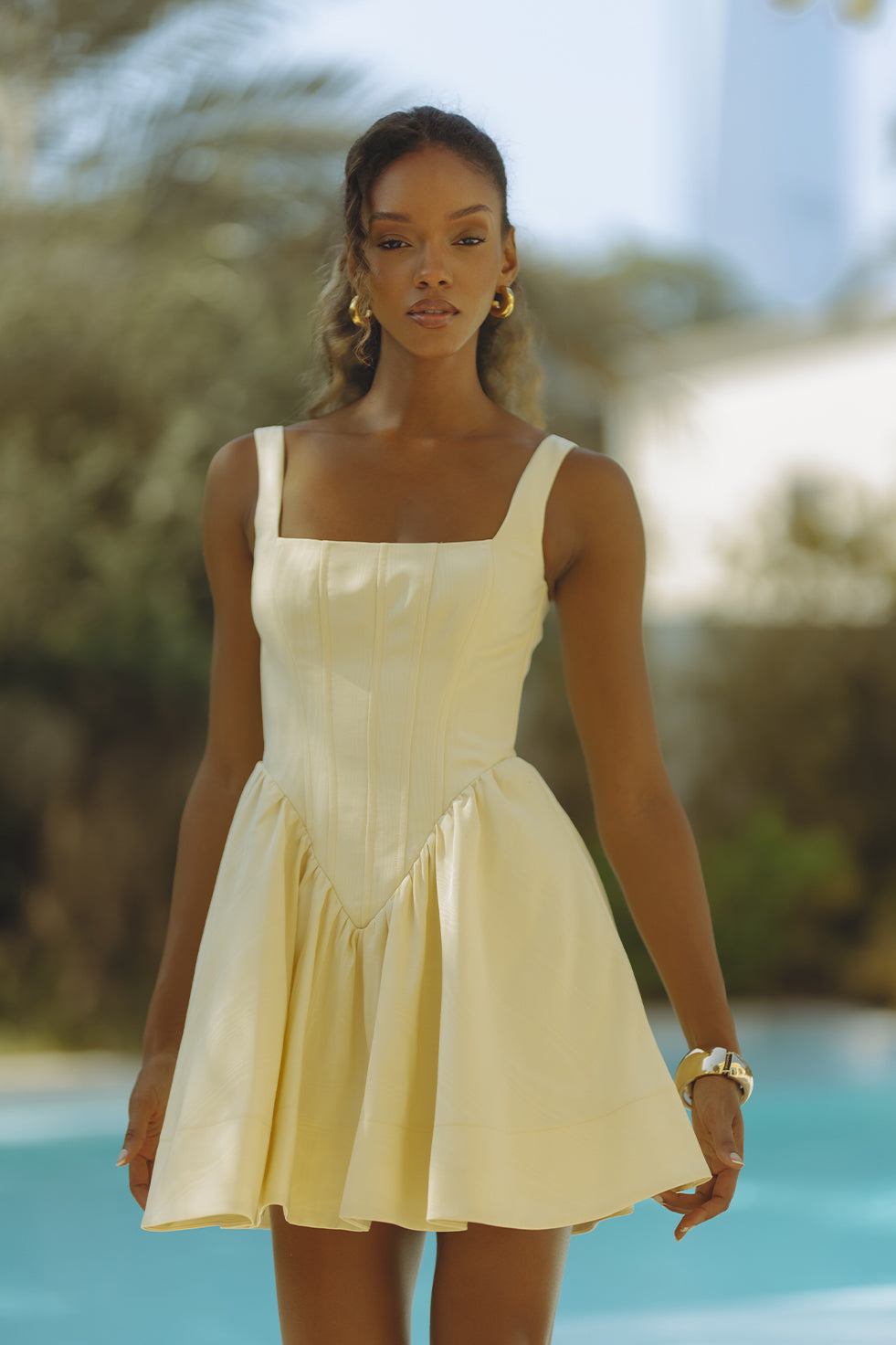 LARSON CORSET MINI DRESS - CANARY YELLOW