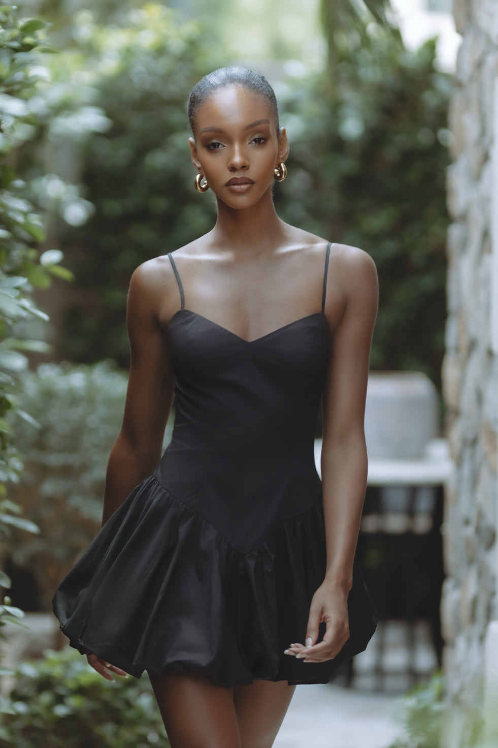 LISSETT POPLIN MINI DRESS - BLACK