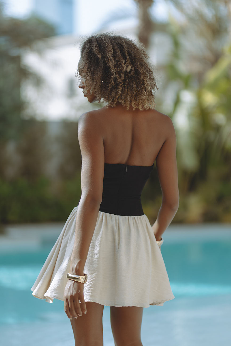 SAMMI MINI DRESS - BLACK/CREAM
