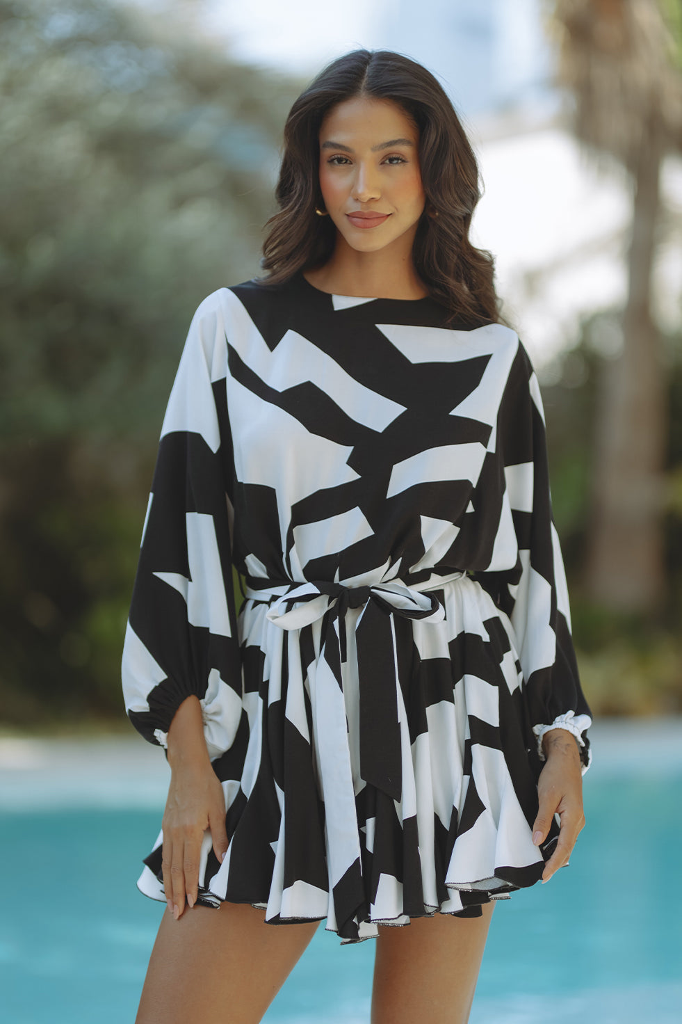 ZILPAH MINI DRESS - MONO ABSTRACT