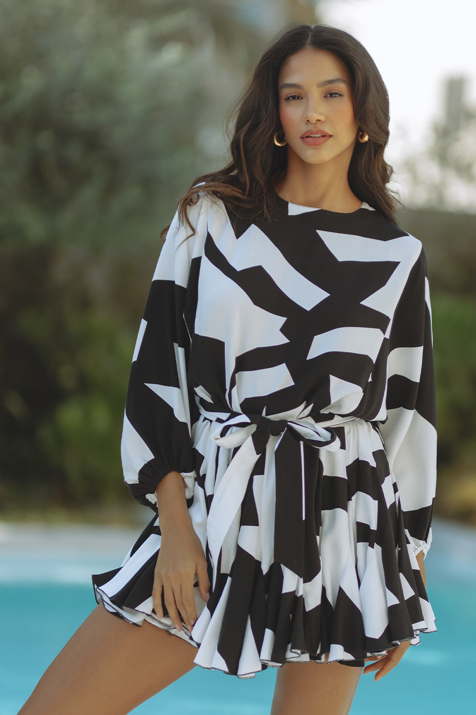 ZILPAH MINI DRESS - MONO ABSTRACT