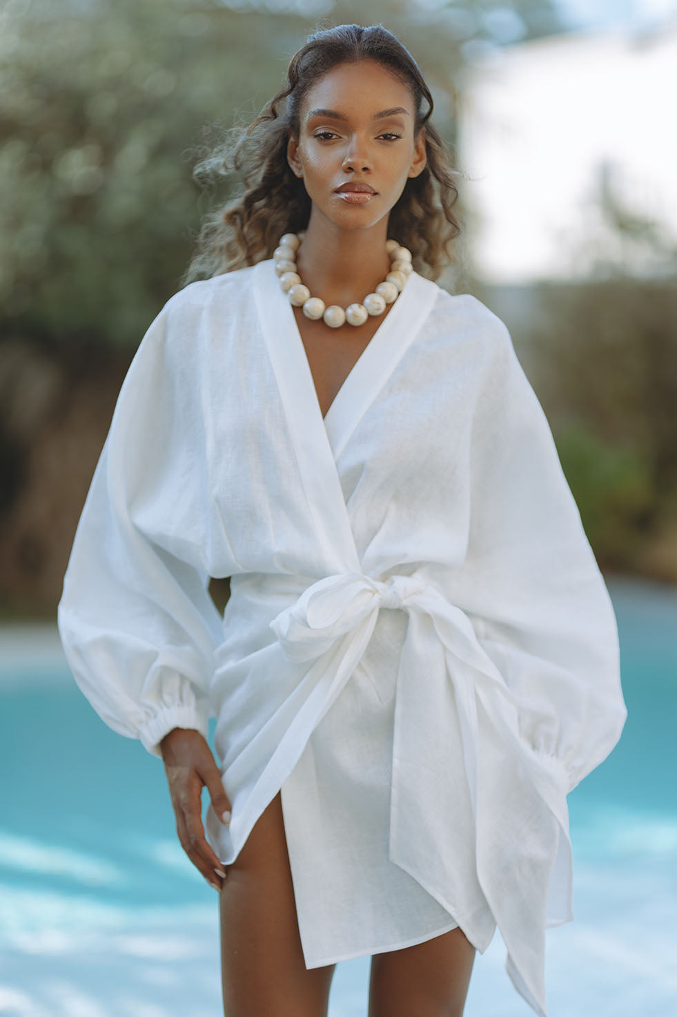 ROMARA LINEN MINI DRESS - ORCHID WHITE