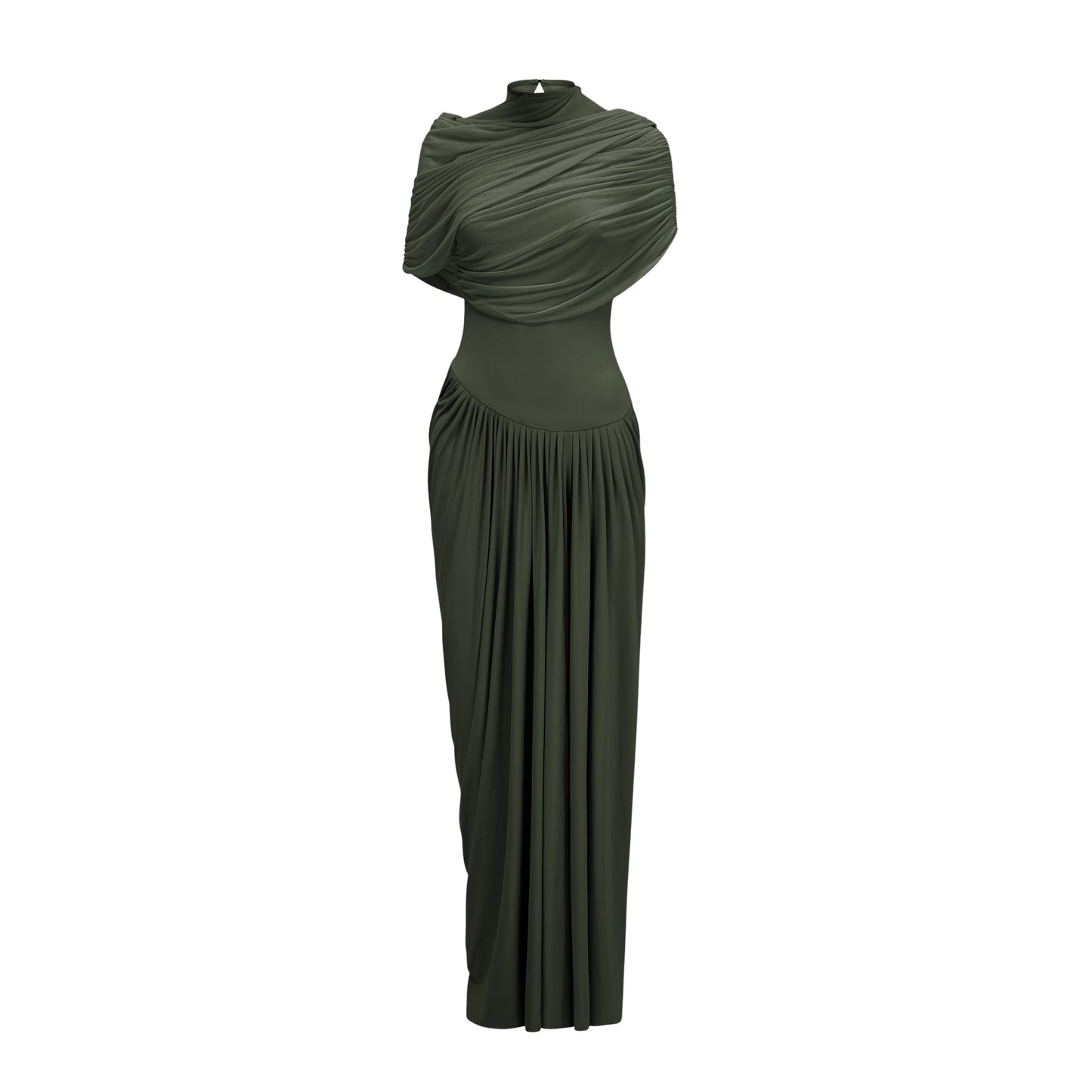 Vestale Asymmetrical Pleated Maxi Dress