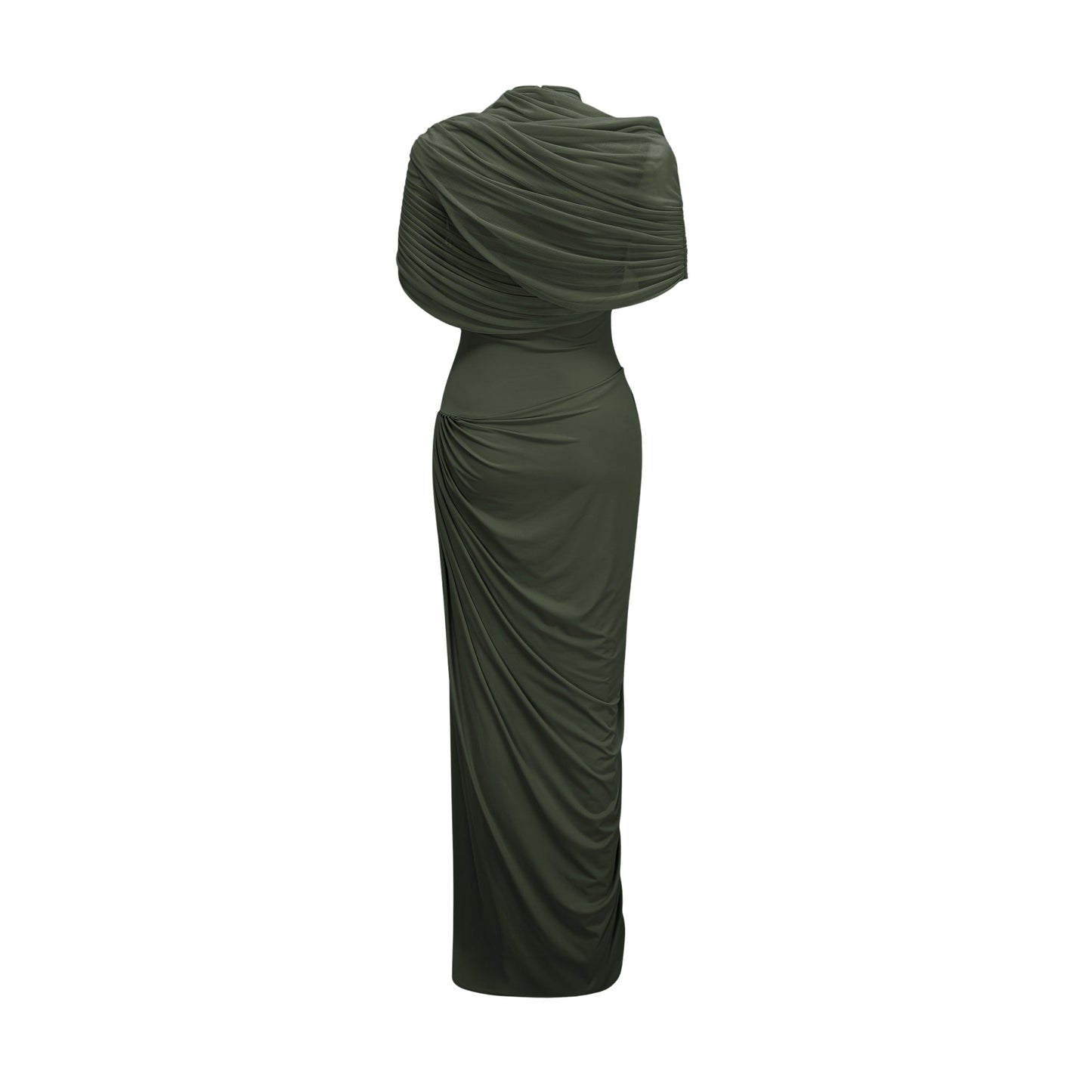 Vestale Asymmetrical Pleated Maxi Dress