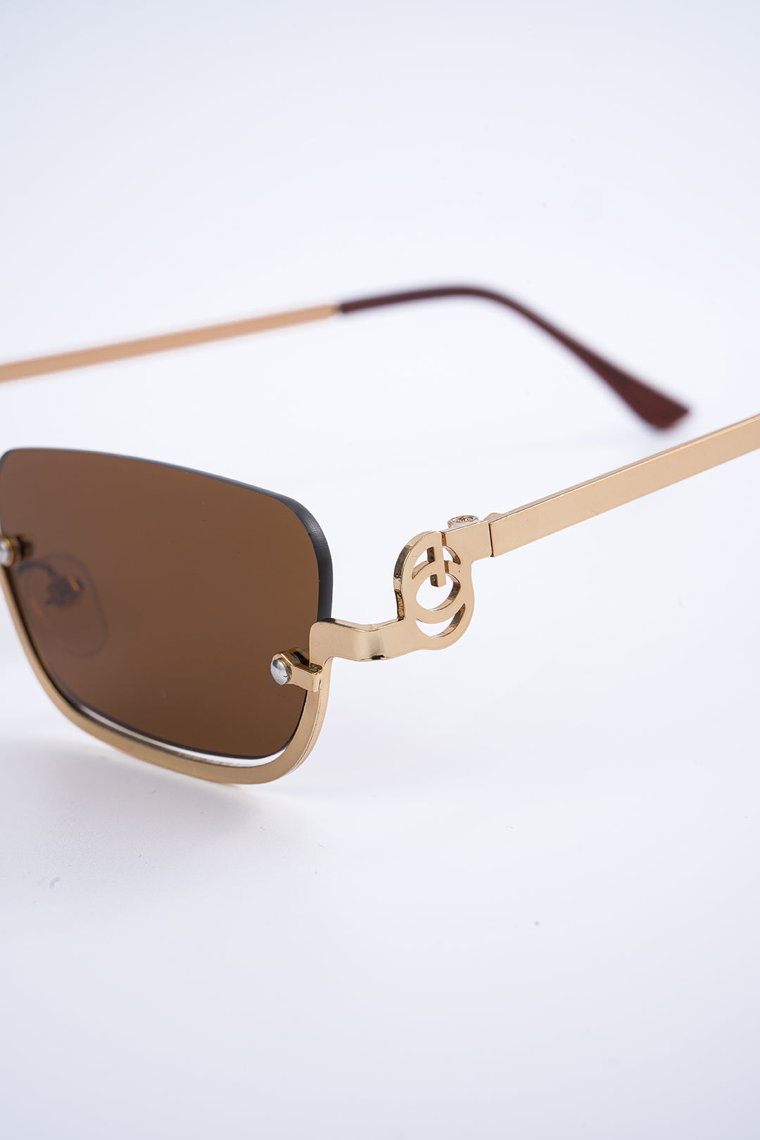 Metal Square Half-Frame Sunglasses