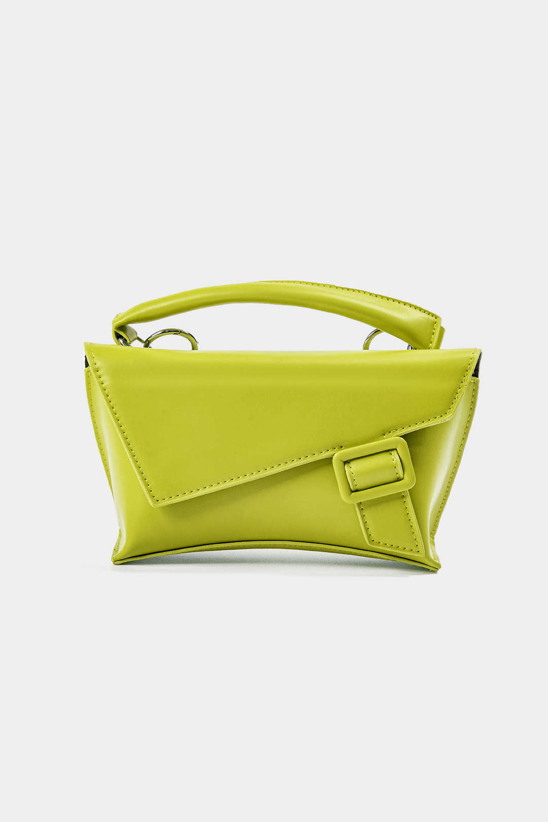 Faux Leather Metallic Crossbody Handheld Square Tote Bag