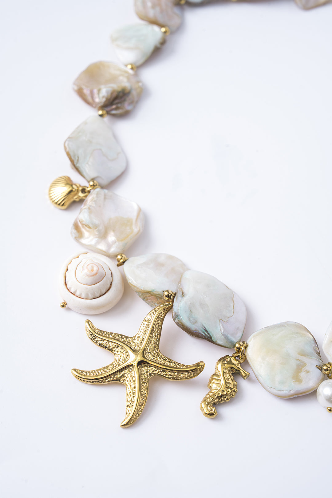 Steel Irregular Starfish Shell Conch Necklace
