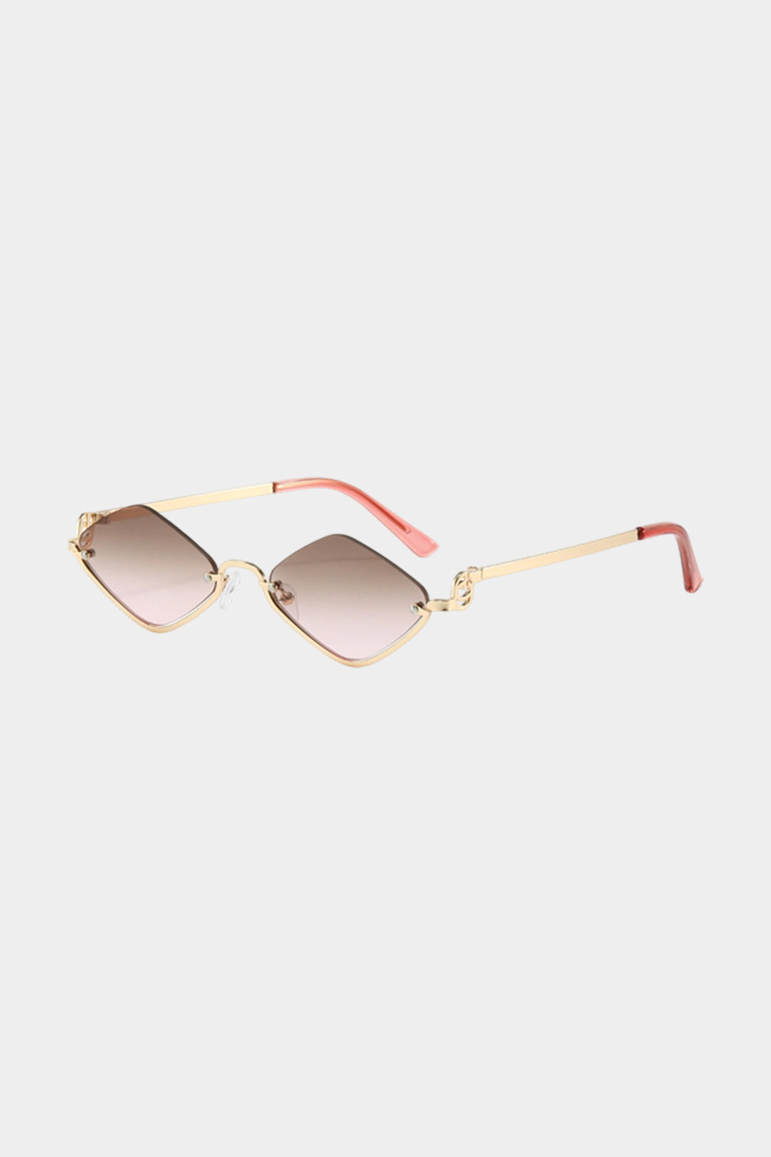 Metal Diamond-Shaped Half-Frame Sunglasses
