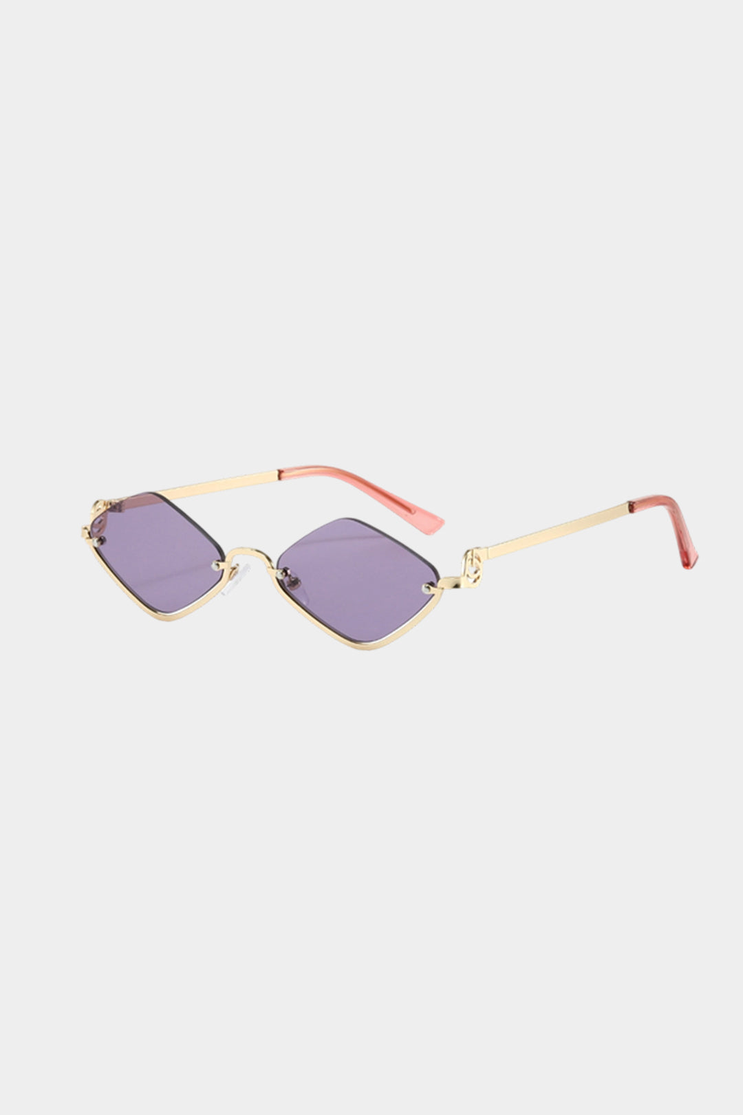 Metal Diamond-Shaped Half-Frame Sunglasses