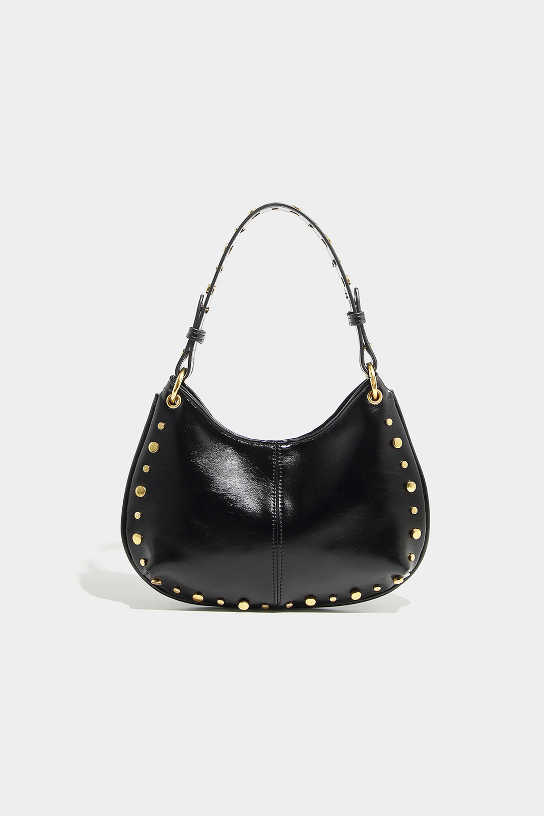Faux Leather Chain Stud Shoulder Bag